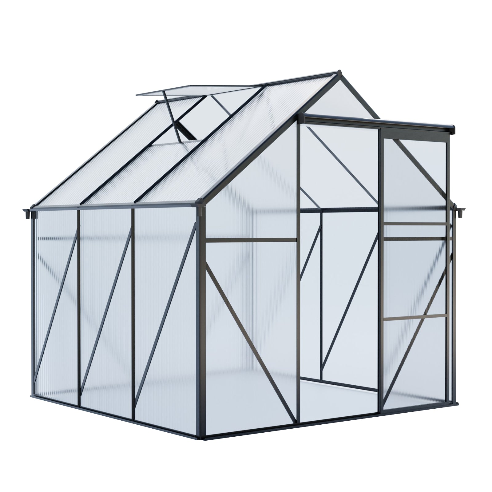 6X6FT-BLACK Polycarbonate Greenhouse Raised Base and Anchor Aluminum Heavy Duty Walk-in Greenhouses for Outdoor Backyard in All Season (W540S00002)