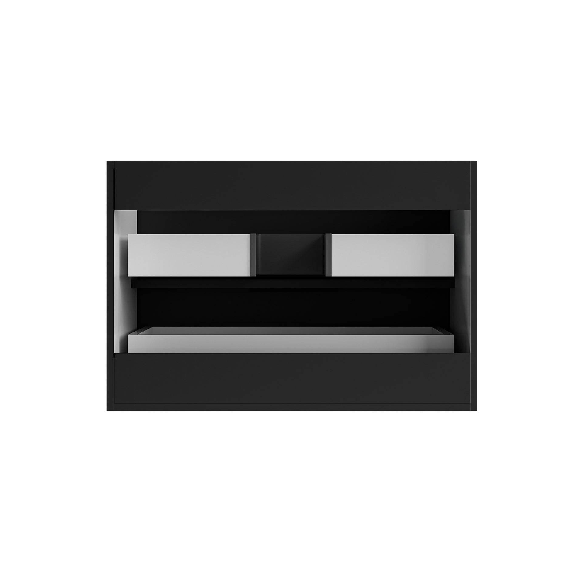 30 Inch Bathroom Vanity Cabinet With Ceramic Sink - Black Wall Mounted Floating Fluted Vanity With Drawers, Modern