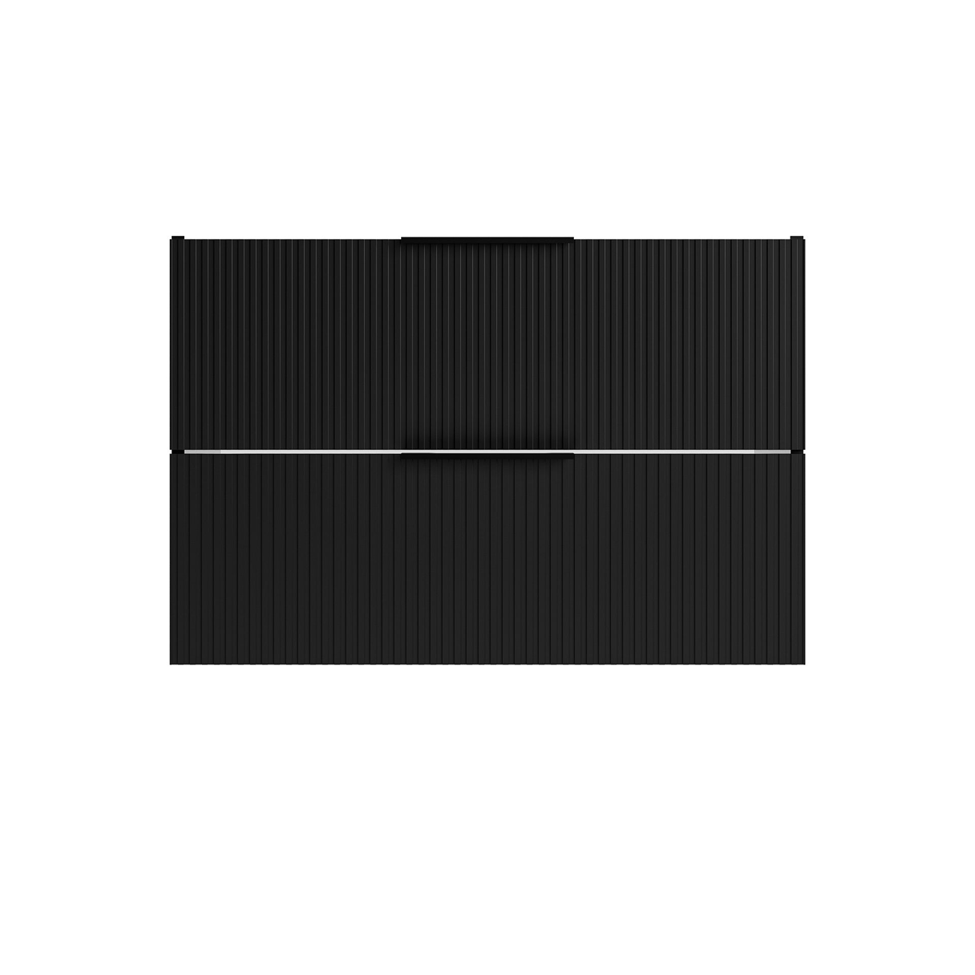 30 Inch Bathroom Vanity Cabinet With Ceramic Sink - Black Wall Mounted Floating Fluted Vanity With Drawers, Modern