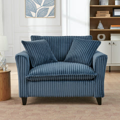 Lazy sofa chair, comfortable single-person sofa chair, with a backrest and soft seat cushion, having armrests on both sides, suitable for living room and bedroom - Blue