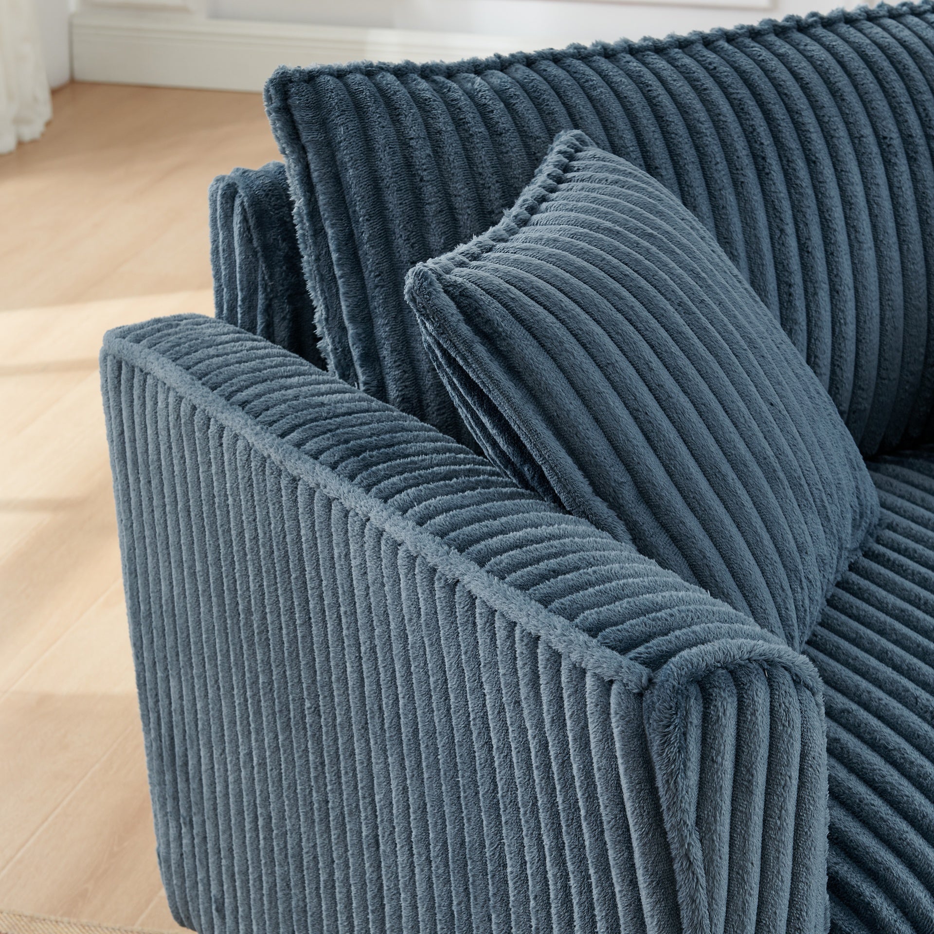 Lazy sofa chair, comfortable single-person sofa chair, with a backrest and soft seat cushion, having armrests on both sides, suitable for living room and bedroom - Blue
