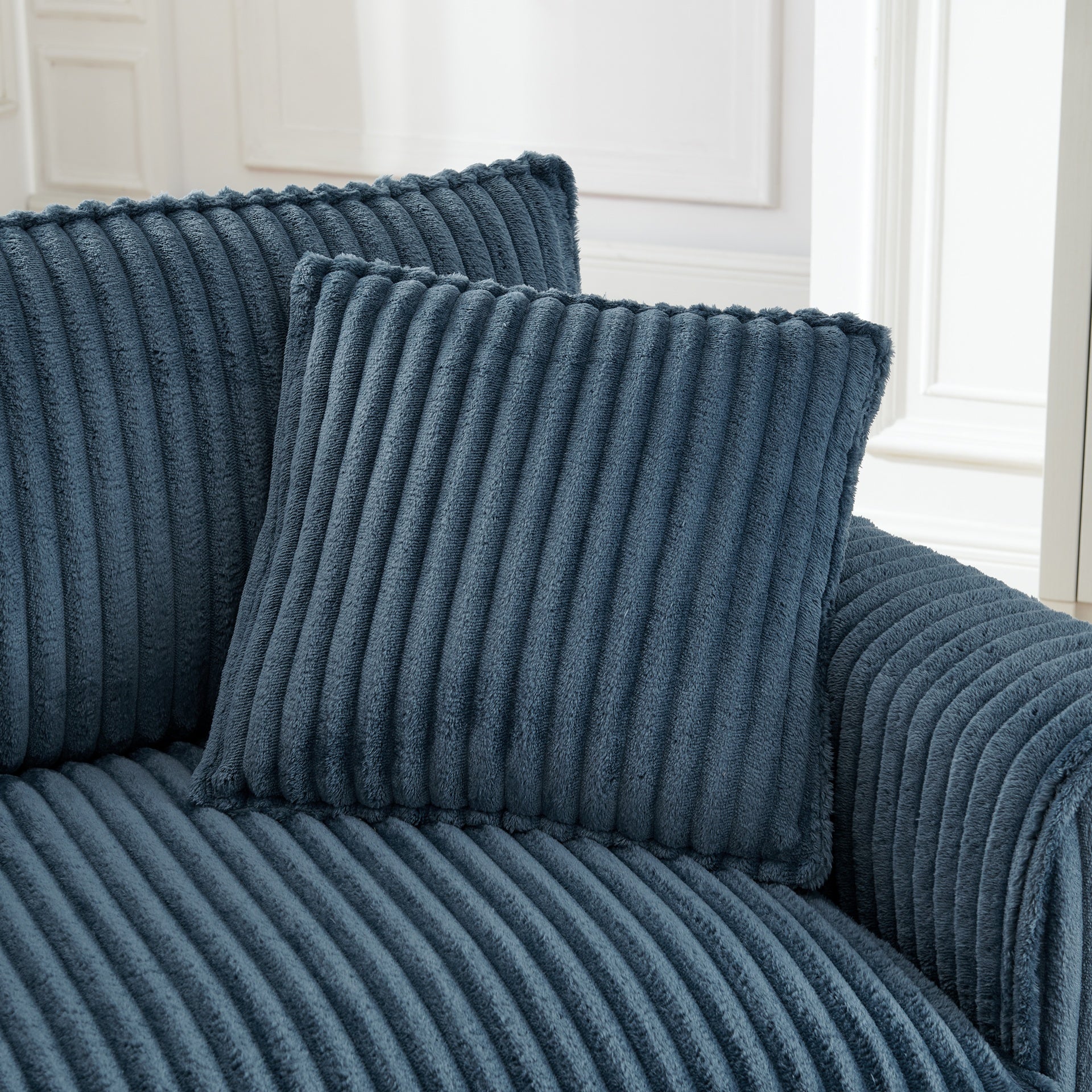 Lazy sofa chair, comfortable single-person sofa chair, with a backrest and soft seat cushion, having armrests on both sides, suitable for living room and bedroom - Blue