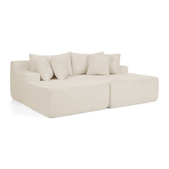 Two-seater lazy sofa lounge chair,Compressed sofa no assembly required, made of velvet fabric, fluffy modern lounge chair, used for indoor living rooms and bedrooms-Beige