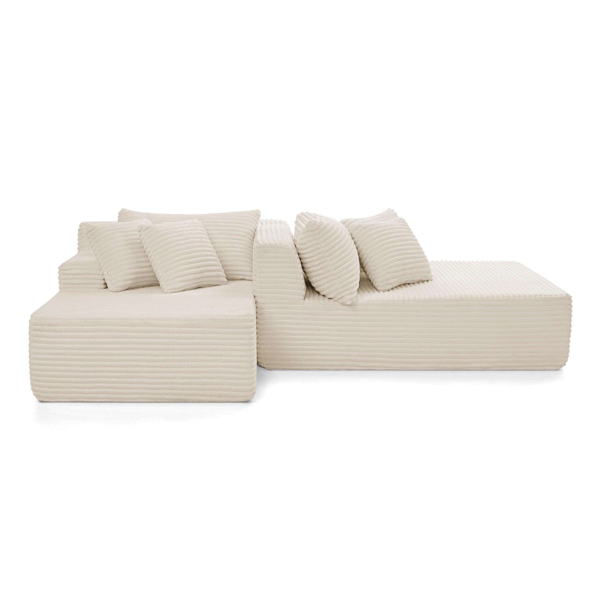 Two-seater lazy sofa lounge chair,Compressed sofa no assembly required, made of velvet fabric, fluffy modern lounge chair, used for indoor living rooms and bedrooms-Beige