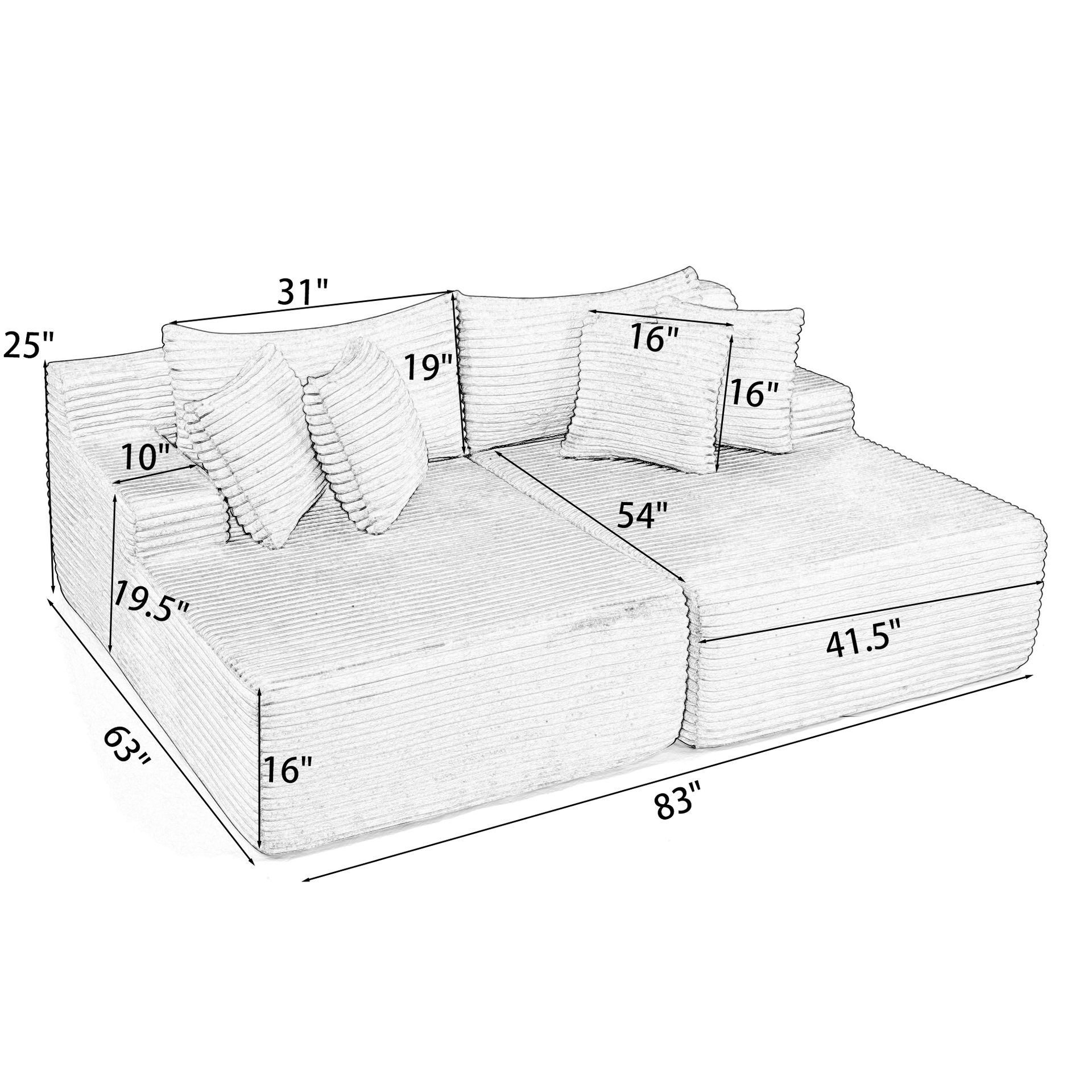 Two-seater lazy sofa lounge chair,Compressed sofa no assembly required, made of velvet fabric, fluffy modern lounge chair, used for indoor living rooms and bedrooms-Beige