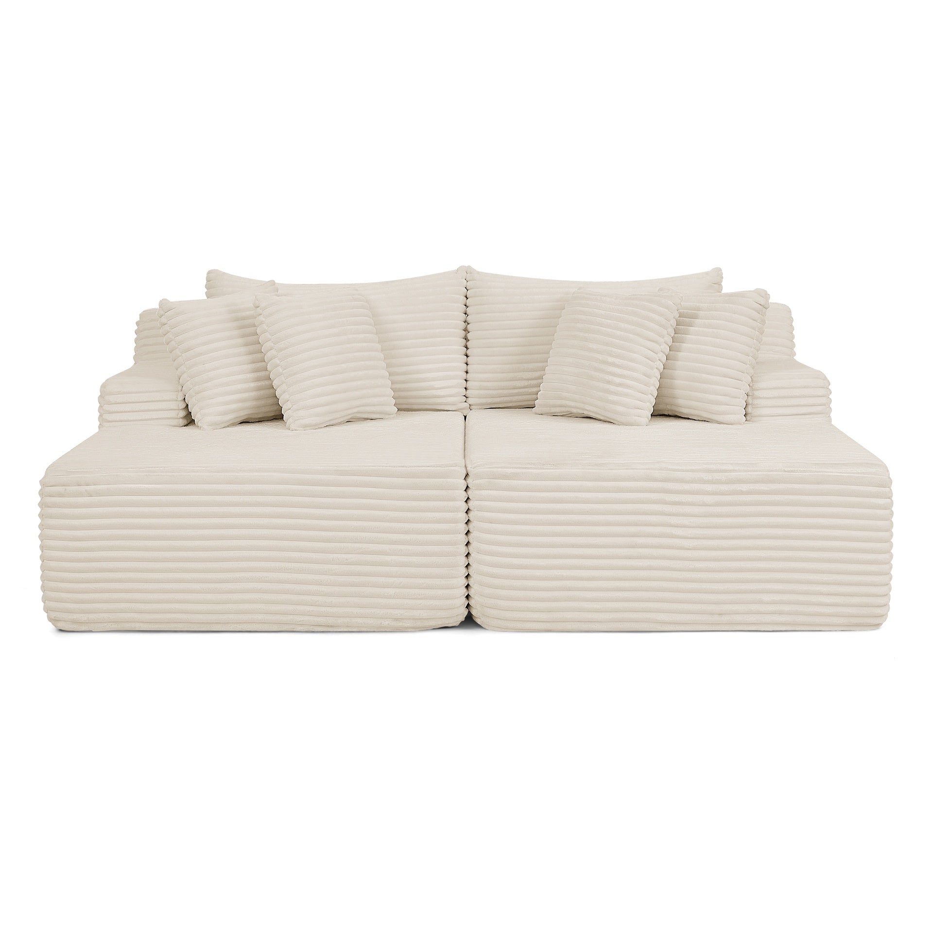 Two-seater lazy sofa lounge chair,Compressed sofa no assembly required, made of velvet fabric, fluffy modern lounge chair, used for indoor living rooms and bedrooms-Beige