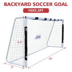 DOUBLE FISHLarge Durable 10x5.2ft Backyard Soccer Goal Set Weatherproof UPVC Frame, Heavy-Duty Soccer Nets, Convenient Carry Bag, Sturdy Ground Stakes