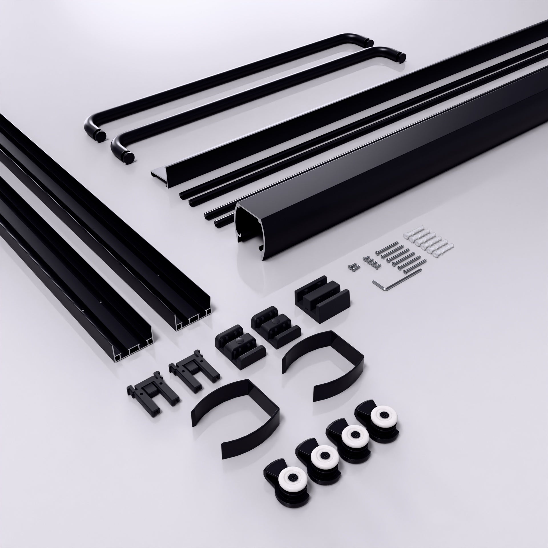 44"-48"W*72" H Semi-Frameless Double Sliding Shower Door, Bypass Shower Door, 1/4" (6mm) Thick SGCC Tempered Glass Door, Matte Black