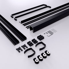 44"-48"W*72" H Semi-Frameless Double Sliding Shower Door, Bypass Shower Door, 1/4" (6mm) Thick SGCC Tempered Glass Door, Matte Black