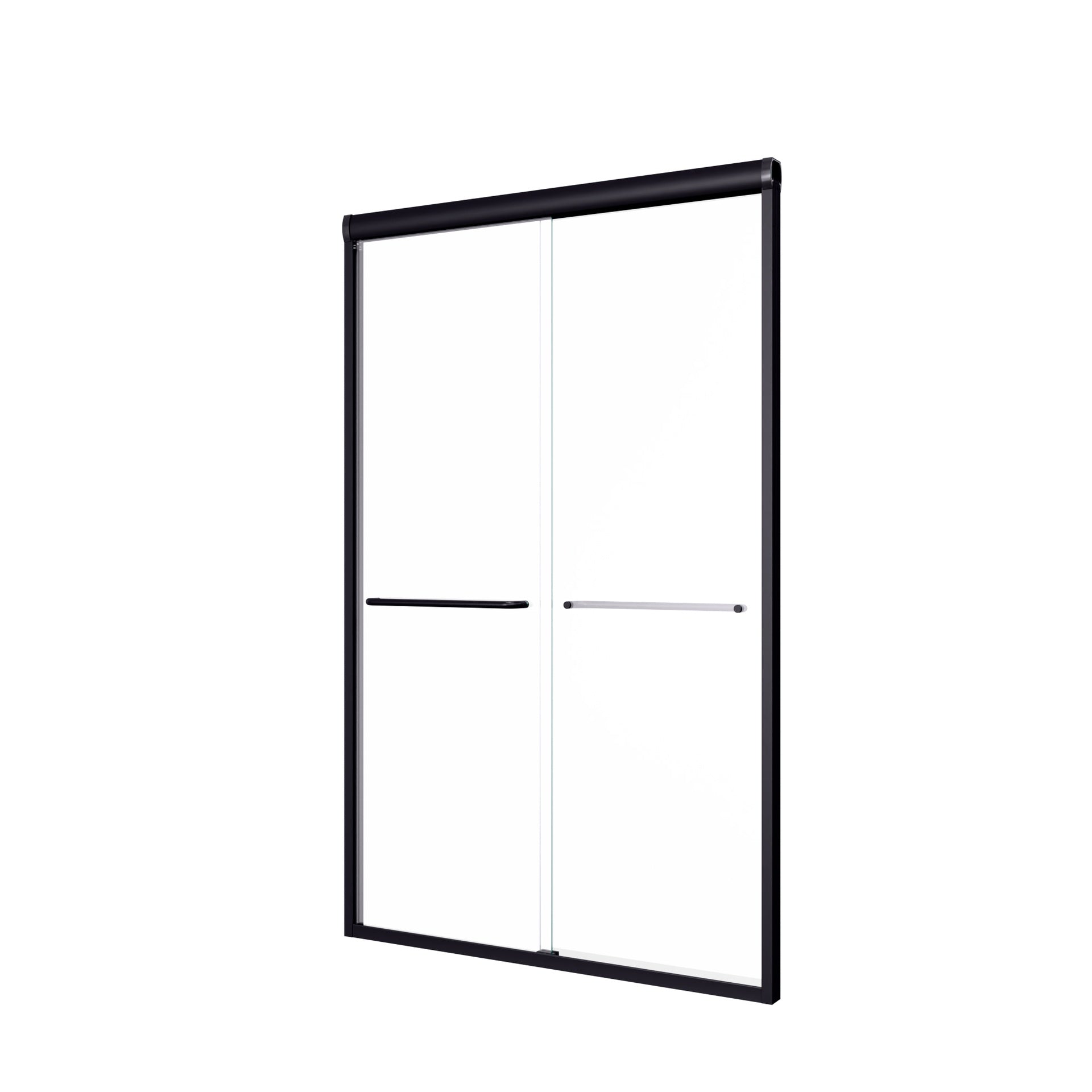 44"-48"W*72" H Semi-Frameless Double Sliding Shower Door, Bypass Shower Door, 1/4" (6mm) Thick SGCC Tempered Glass Door, Matte Black