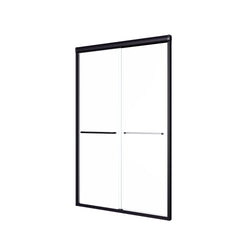 44"-48"W*72" H Semi-Frameless Double Sliding Shower Door, Bypass Shower Door, 1/4" (6mm) Thick SGCC Tempered Glass Door, Matte Black