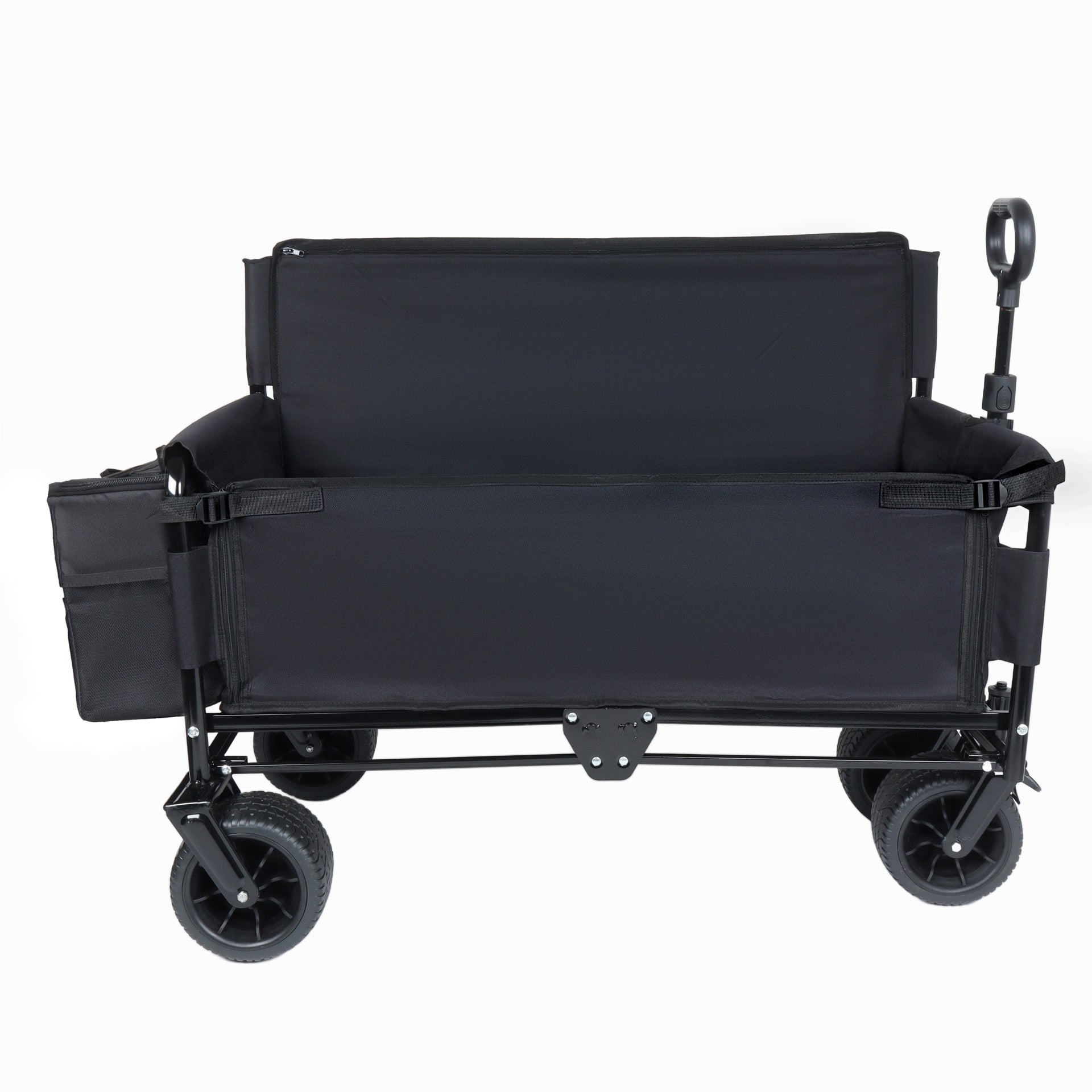 3-in-1 Convertible Folding Wagon Cart with Bench Seat & Storage - Includes 1 ice pack, 500lbs Heavy-Duty Utility Wagon, 180L Capacity All-Terrain Wheels for Camping, Beach, Sports, Garden, black