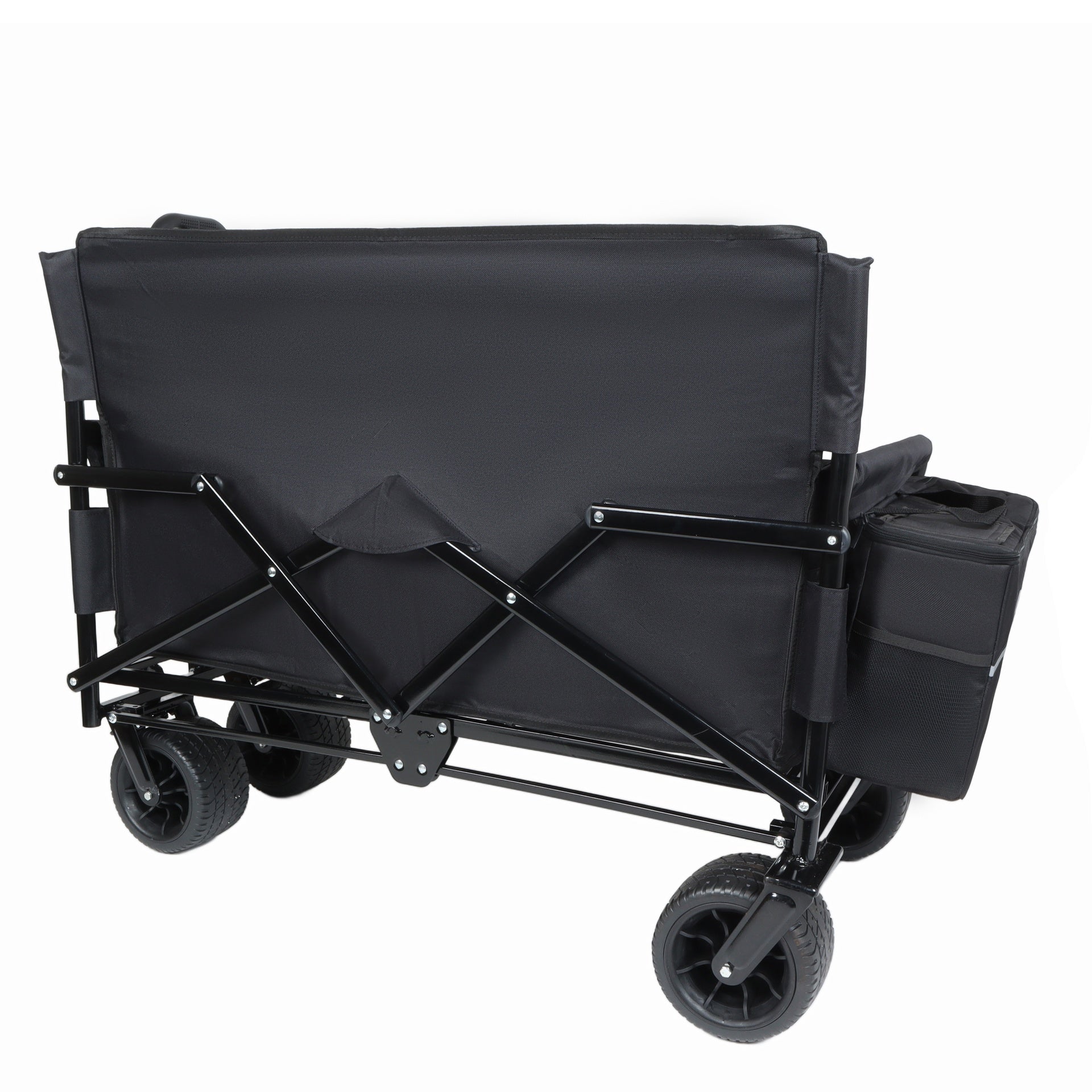 3-in-1 Convertible Folding Wagon Cart with Bench Seat & Storage - Includes 1 ice pack, 500lbs Heavy-Duty Utility Wagon, 180L Capacity All-Terrain Wheels for Camping, Beach, Sports, Garden, black