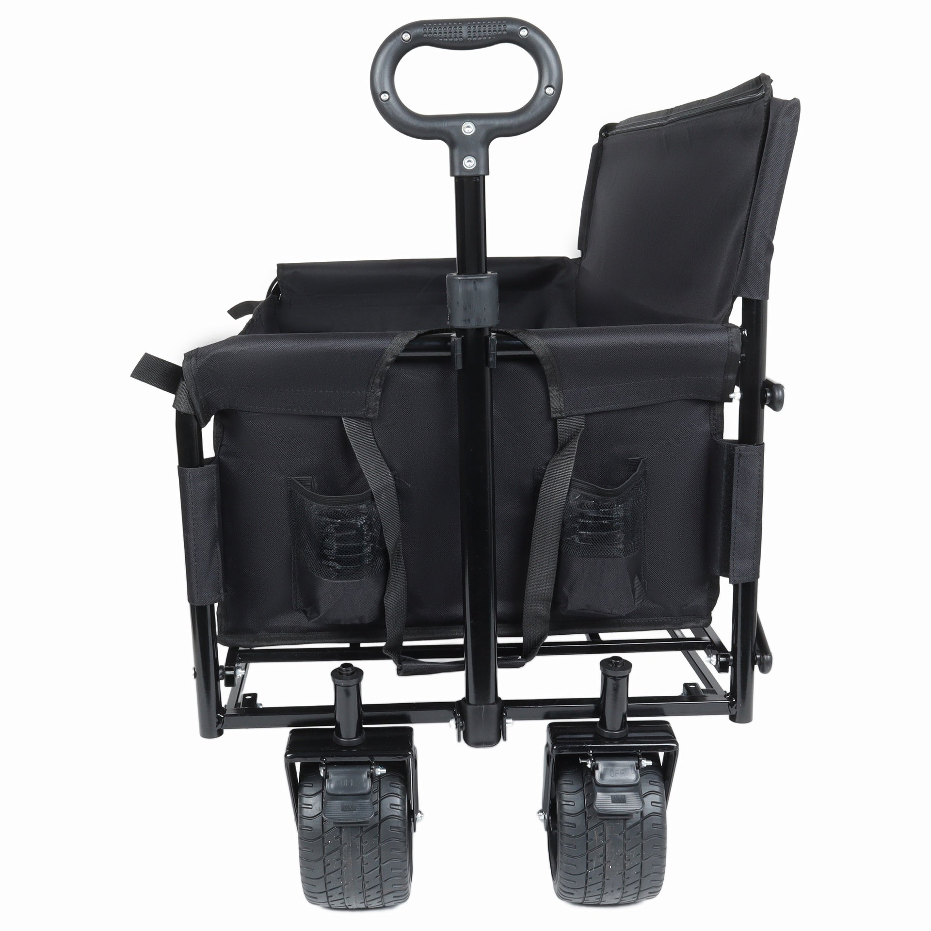 3-in-1 Convertible Folding Wagon Cart with Bench Seat & Storage - Includes 1 ice pack, 500lbs Heavy-Duty Utility Wagon, 180L Capacity All-Terrain Wheels for Camping, Beach, Sports, Garden, black