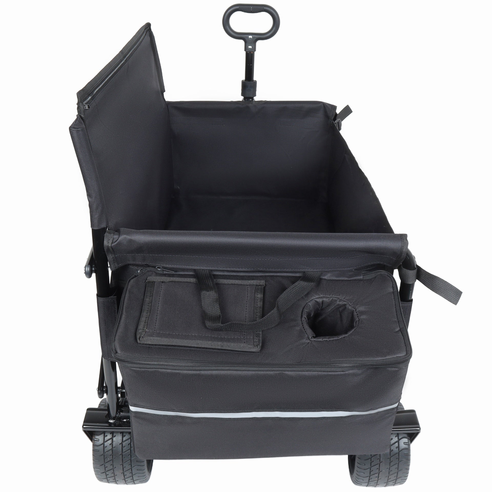 3-in-1 Convertible Folding Wagon Cart with Bench Seat & Storage - Includes 1 ice pack, 500lbs Heavy-Duty Utility Wagon, 180L Capacity All-Terrain Wheels for Camping, Beach, Sports, Garden, black
