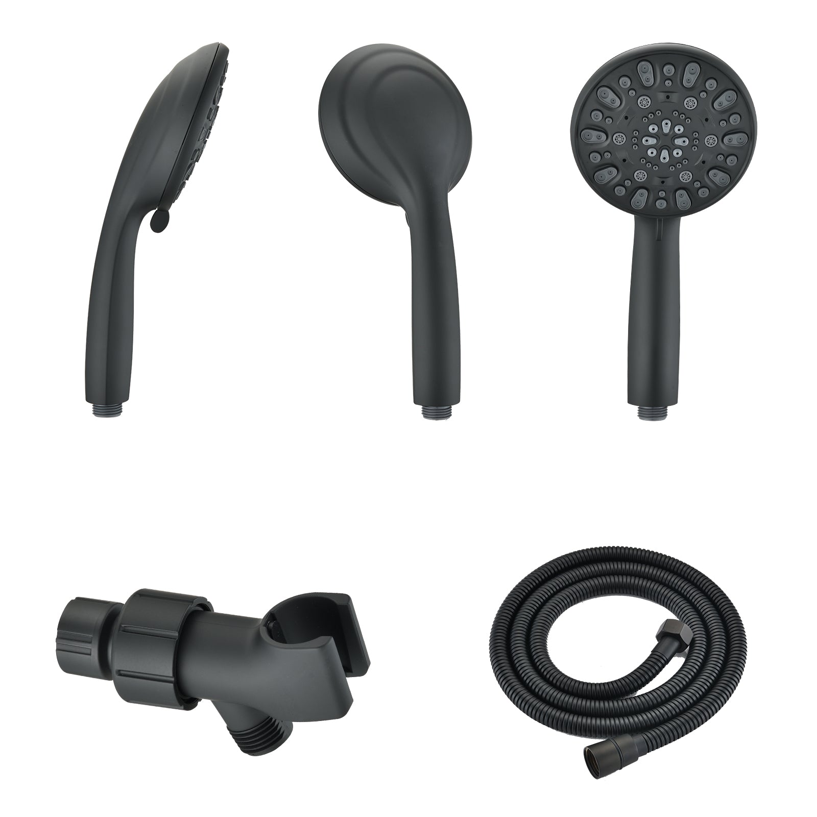 Matt black high pressure multi function with hand held shower faucet