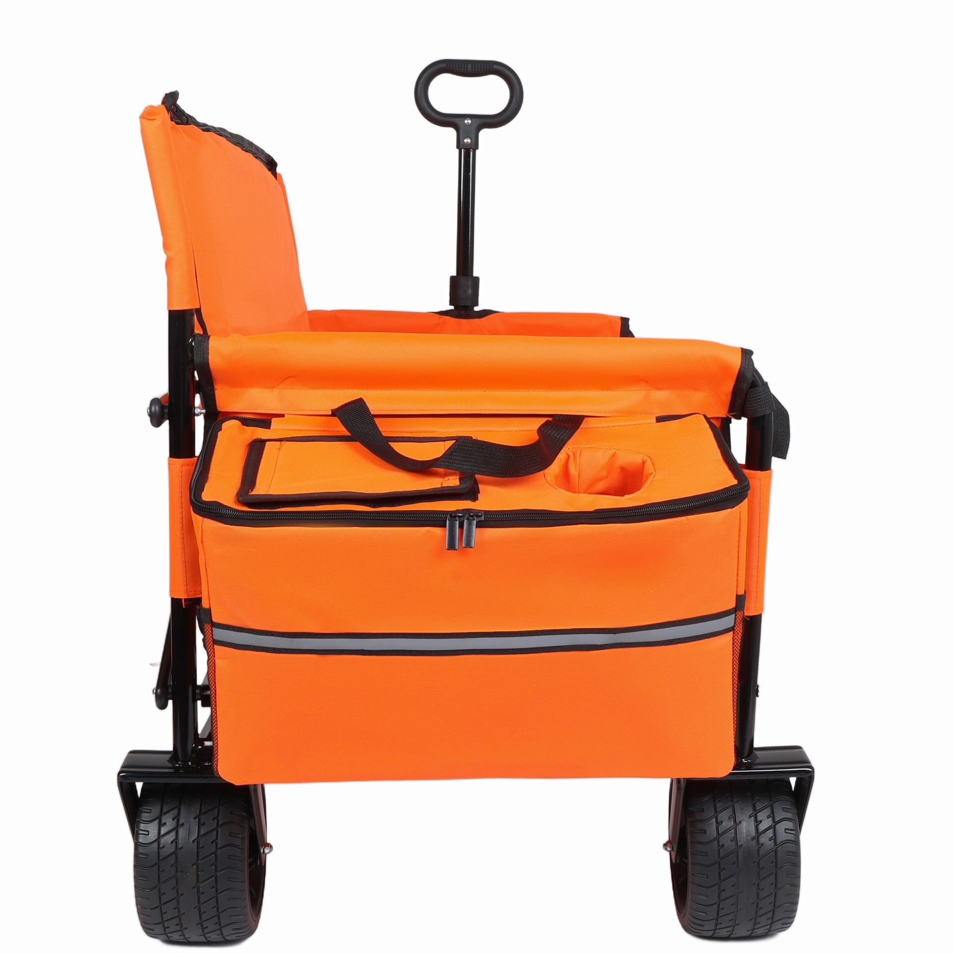 3-in-1 Folding Wagon Cart with Bench Seat, patent protection- Includes 1 ice pack, 500lbs Heavy-Duty Utility Wagon, 180L Capacity All-Terrain Wheels for Camping, Beach, Sports, Garden, orange