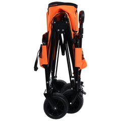3-in-1 Folding Wagon Cart with Bench Seat, patent protection- Includes 1 ice pack, 500lbs Heavy-Duty Utility Wagon, 180L Capacity All-Terrain Wheels for Camping, Beach, Sports, Garden, orange