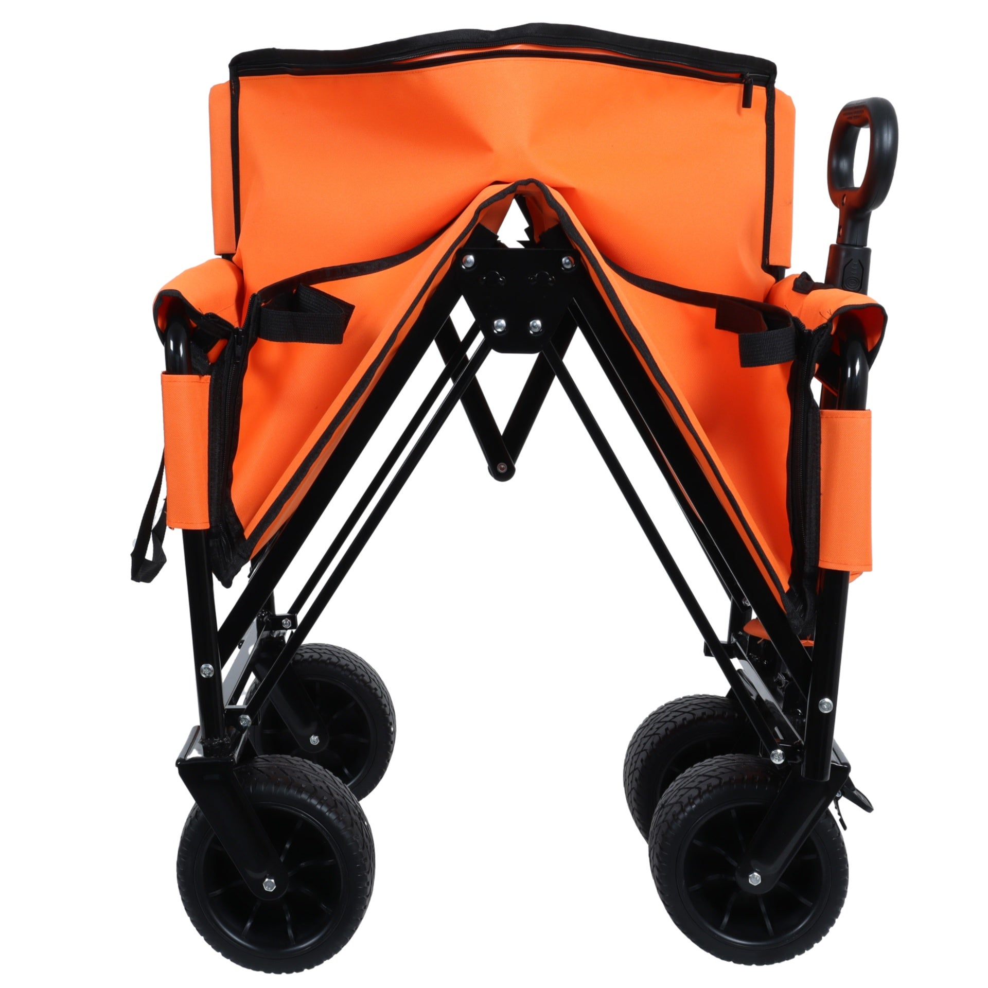 3-in-1 Folding Wagon Cart with Bench Seat, patent protection- Includes 1 ice pack, 500lbs Heavy-Duty Utility Wagon, 180L Capacity All-Terrain Wheels for Camping, Beach, Sports, Garden, orange