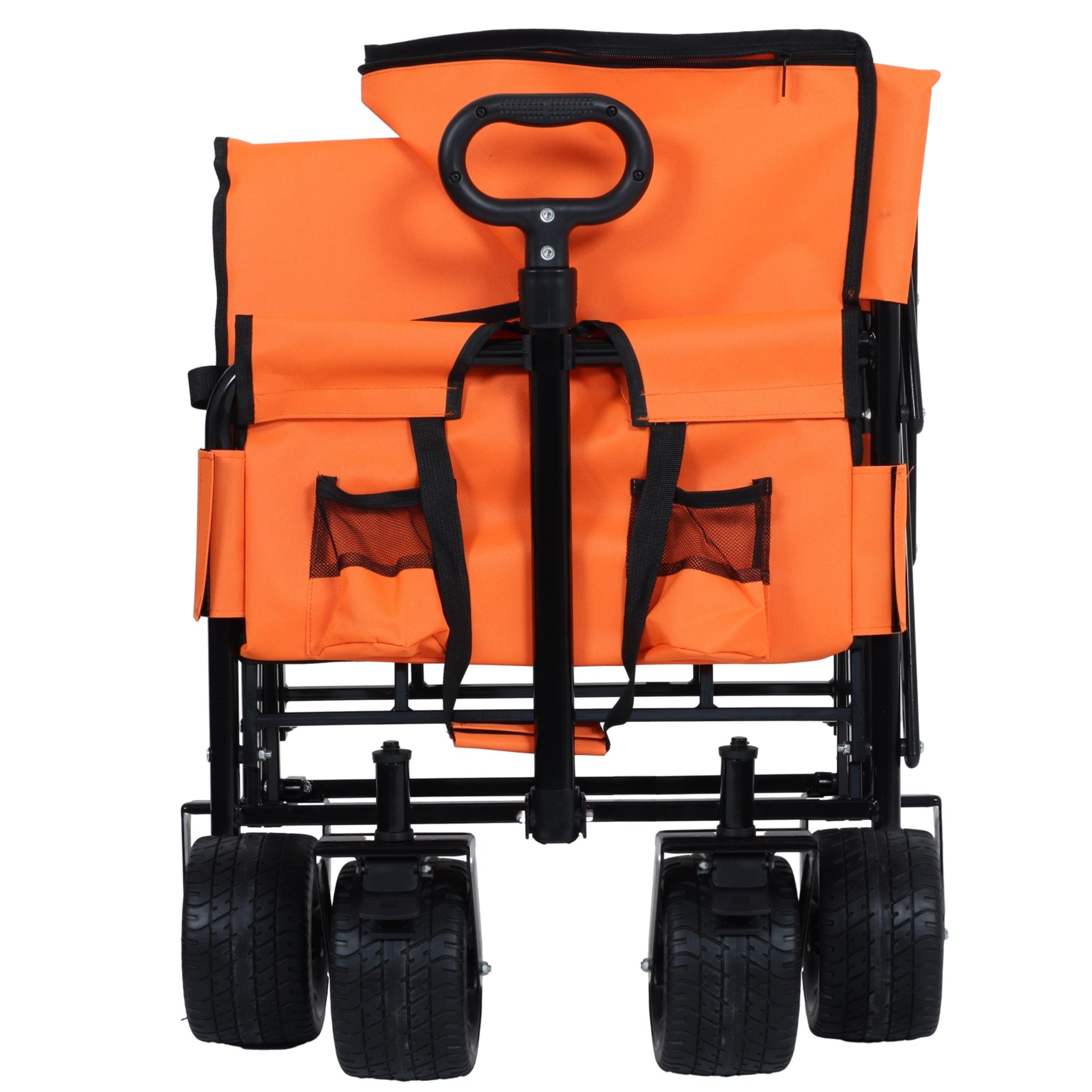 3-in-1 Folding Wagon Cart with Bench Seat, patent protection- Includes 1 ice pack, 500lbs Heavy-Duty Utility Wagon, 180L Capacity All-Terrain Wheels for Camping, Beach, Sports, Garden, orange