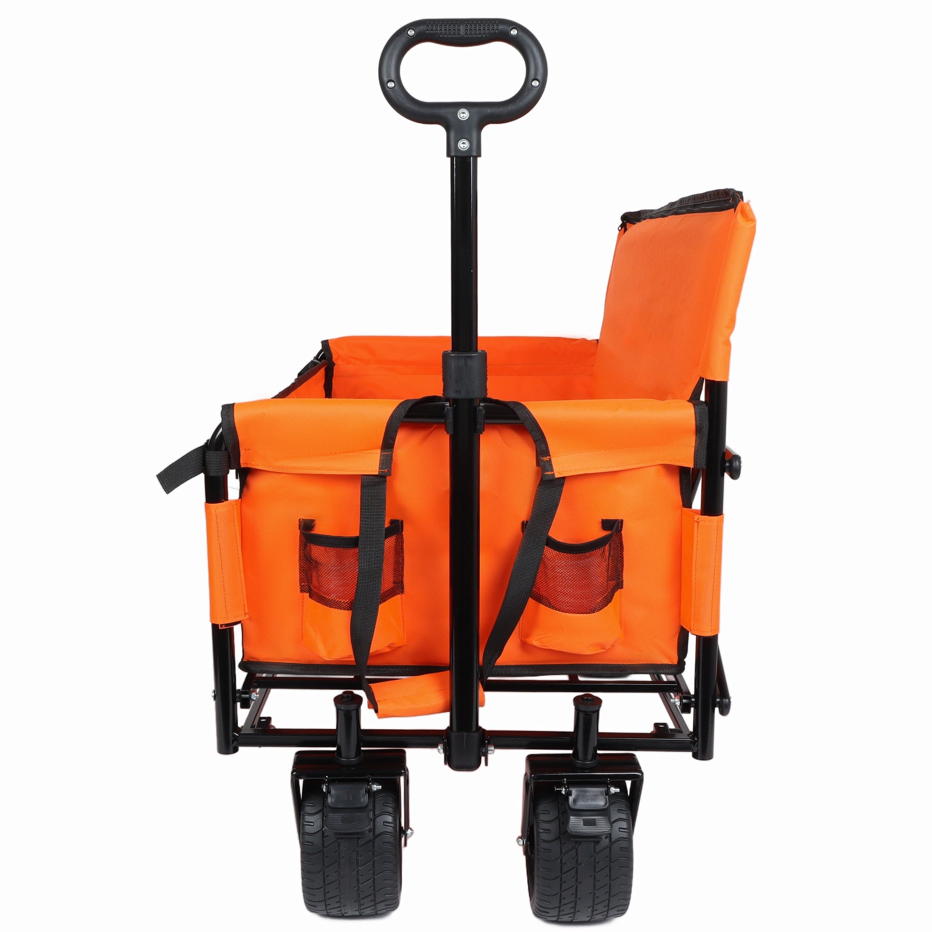3-in-1 Folding Wagon Cart with Bench Seat, patent protection- Includes 1 ice pack, 500lbs Heavy-Duty Utility Wagon, 180L Capacity All-Terrain Wheels for Camping, Beach, Sports, Garden, orange