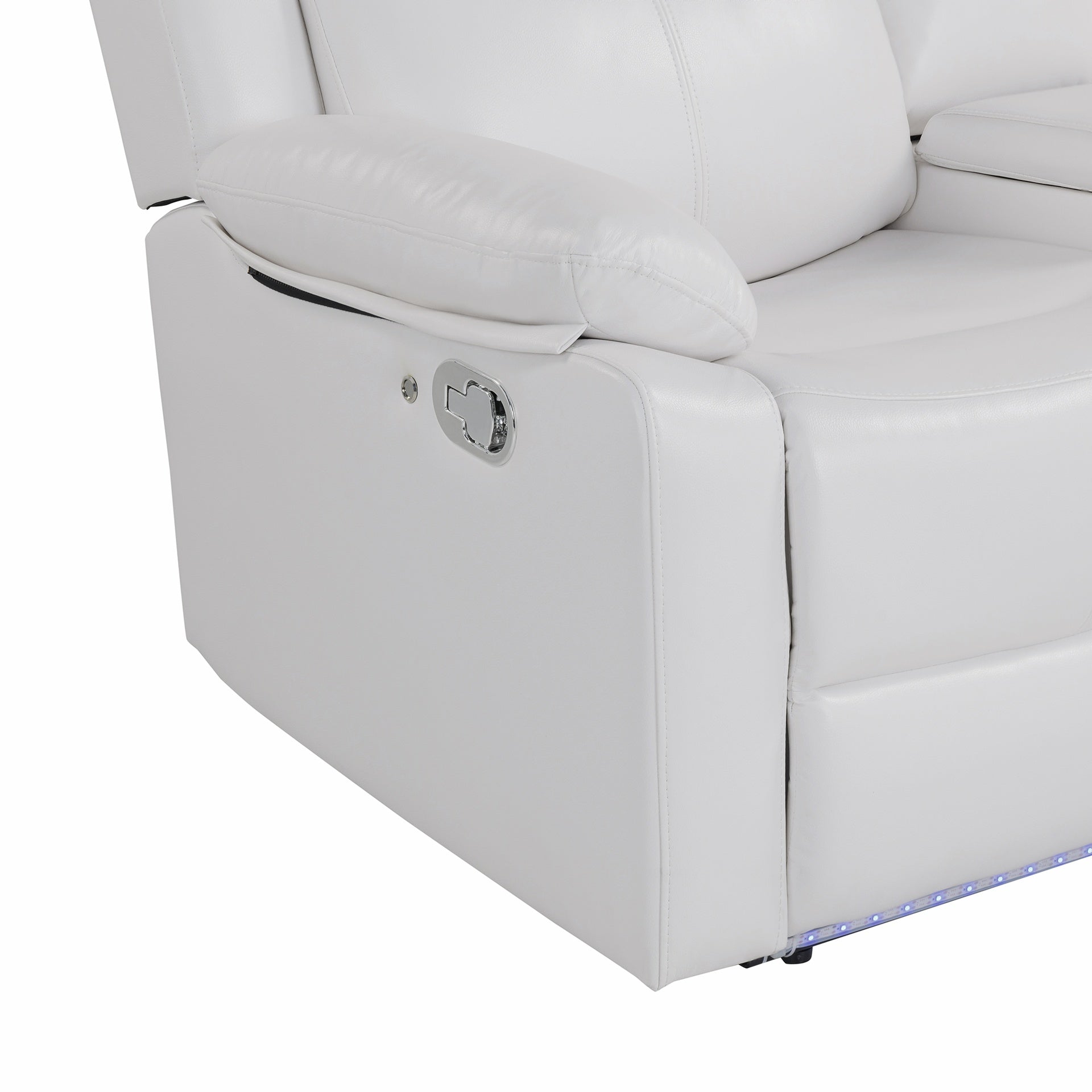 Blanche White Reclining Sofa with LED Lights