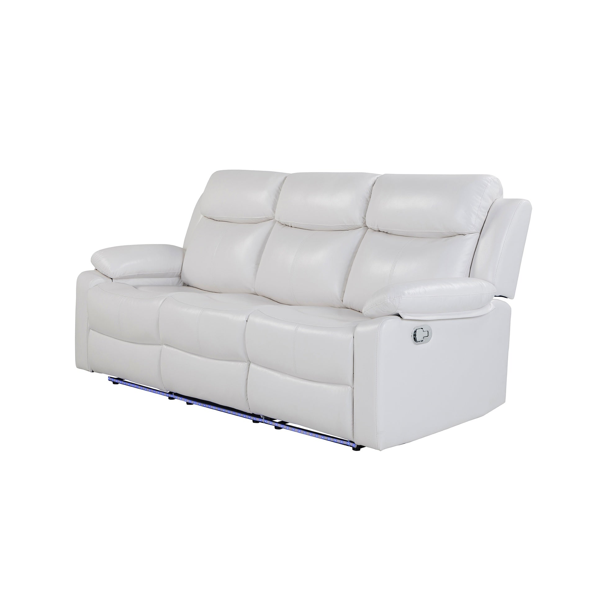Blanche White Reclining Sofa with LED Lights