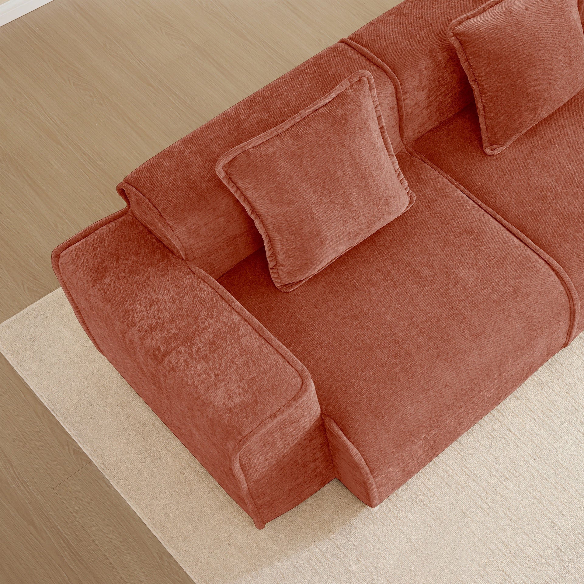Harrison Armless Sofa Velvet- Red