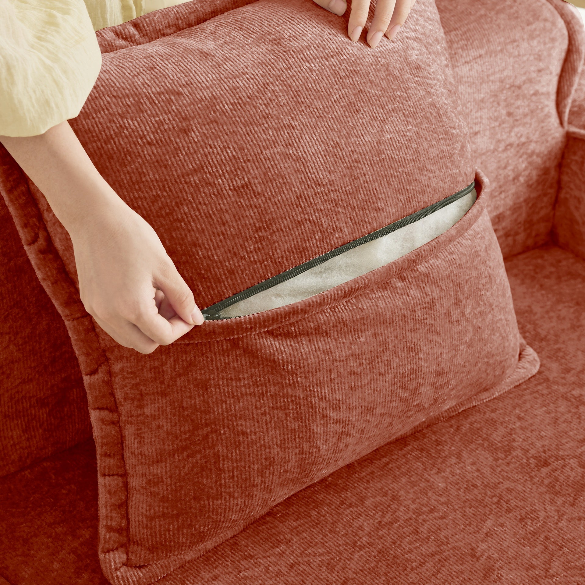 Harrison Armless Sofa Velvet- Red