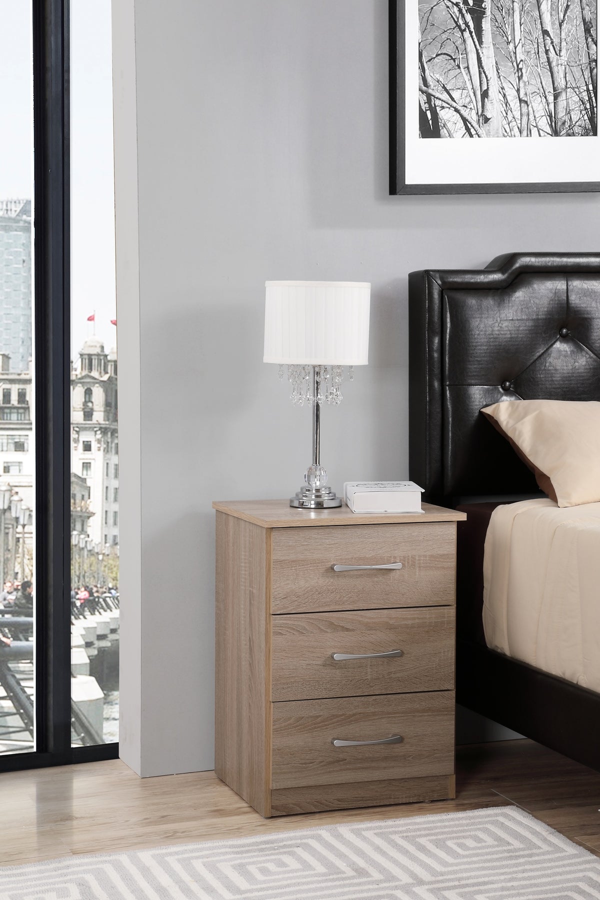 Elegant Contemporary Nightstand In Sandle Wood