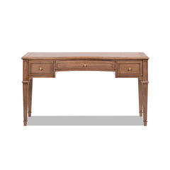 Dauphin 55" 3-Drawer Wood Executive Desk Brown Rubber Wood & Veneer