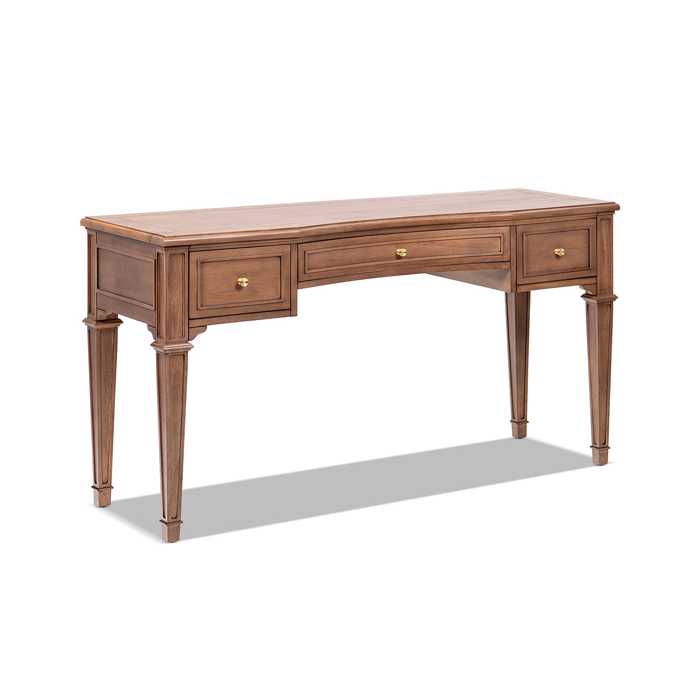 Dauphin 55" 3-Drawer Wood Executive Desk Brown Rubber Wood & Veneer