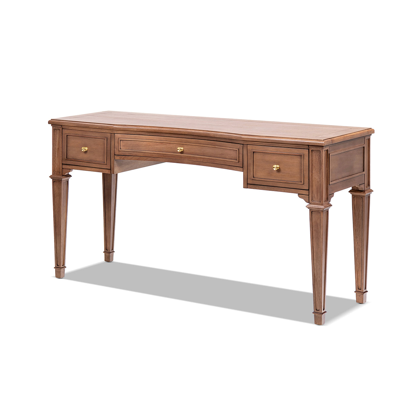 Dauphin 55" 3-Drawer Wood Executive Desk Brown Rubber Wood & Veneer