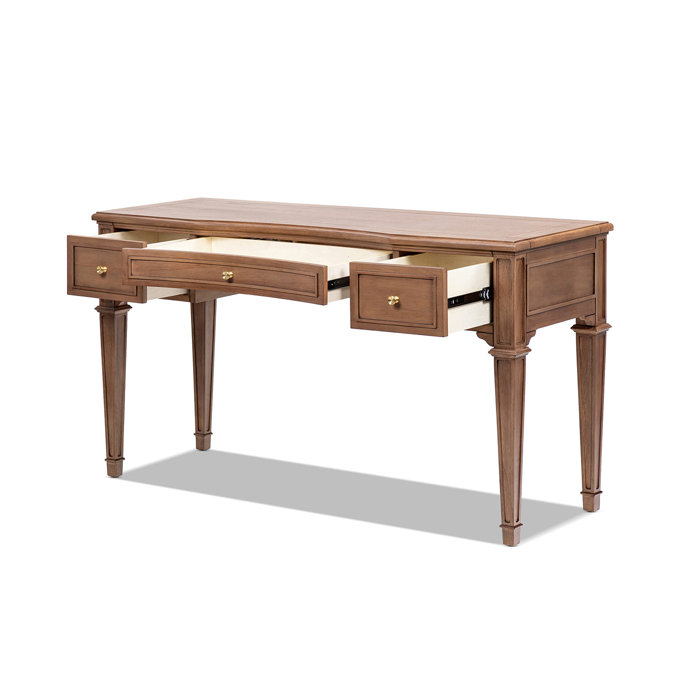 Dauphin 55" 3-Drawer Wood Executive Desk Brown Rubber Wood & Veneer