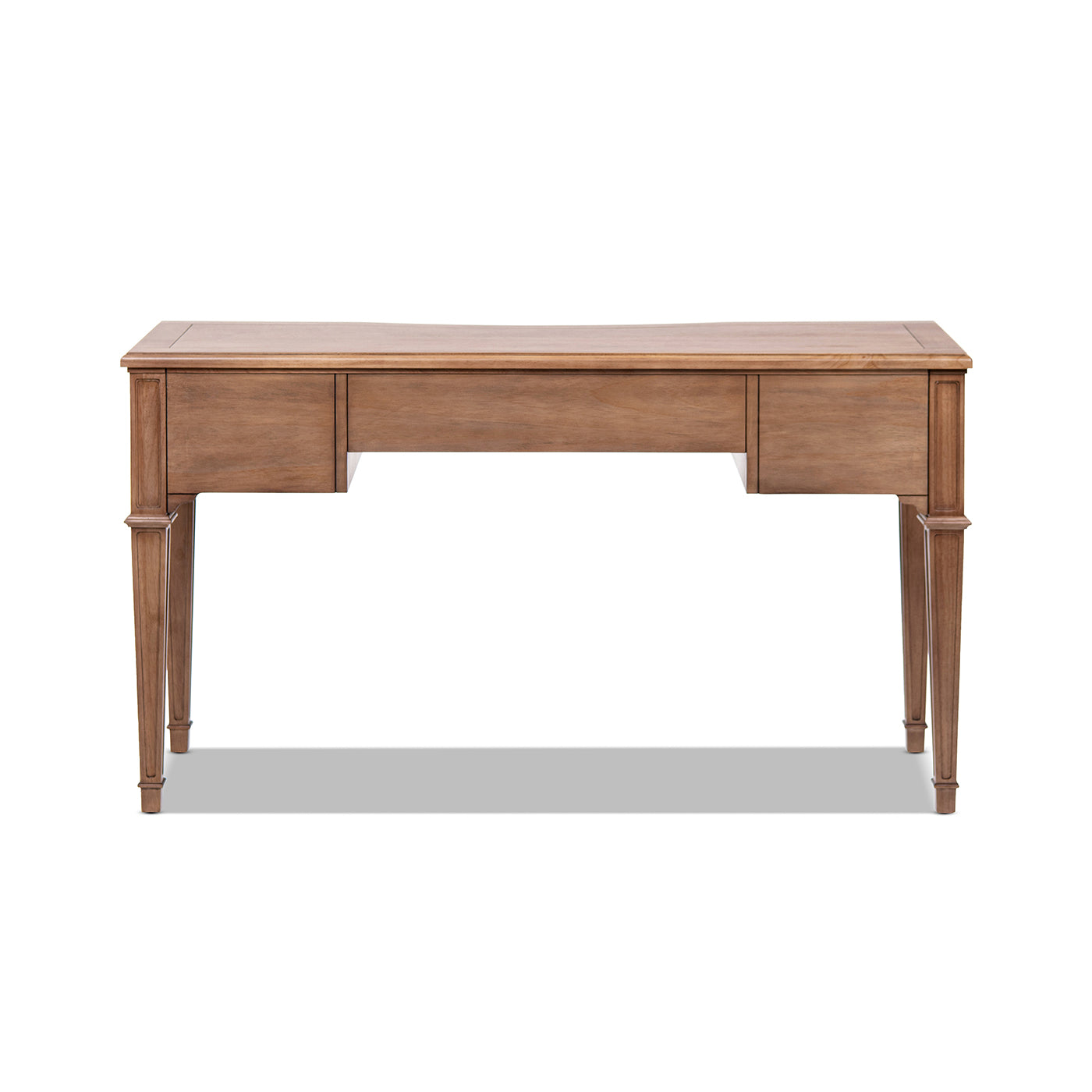 Dauphin 55" 3-Drawer Wood Executive Desk Brown Rubber Wood & Veneer
