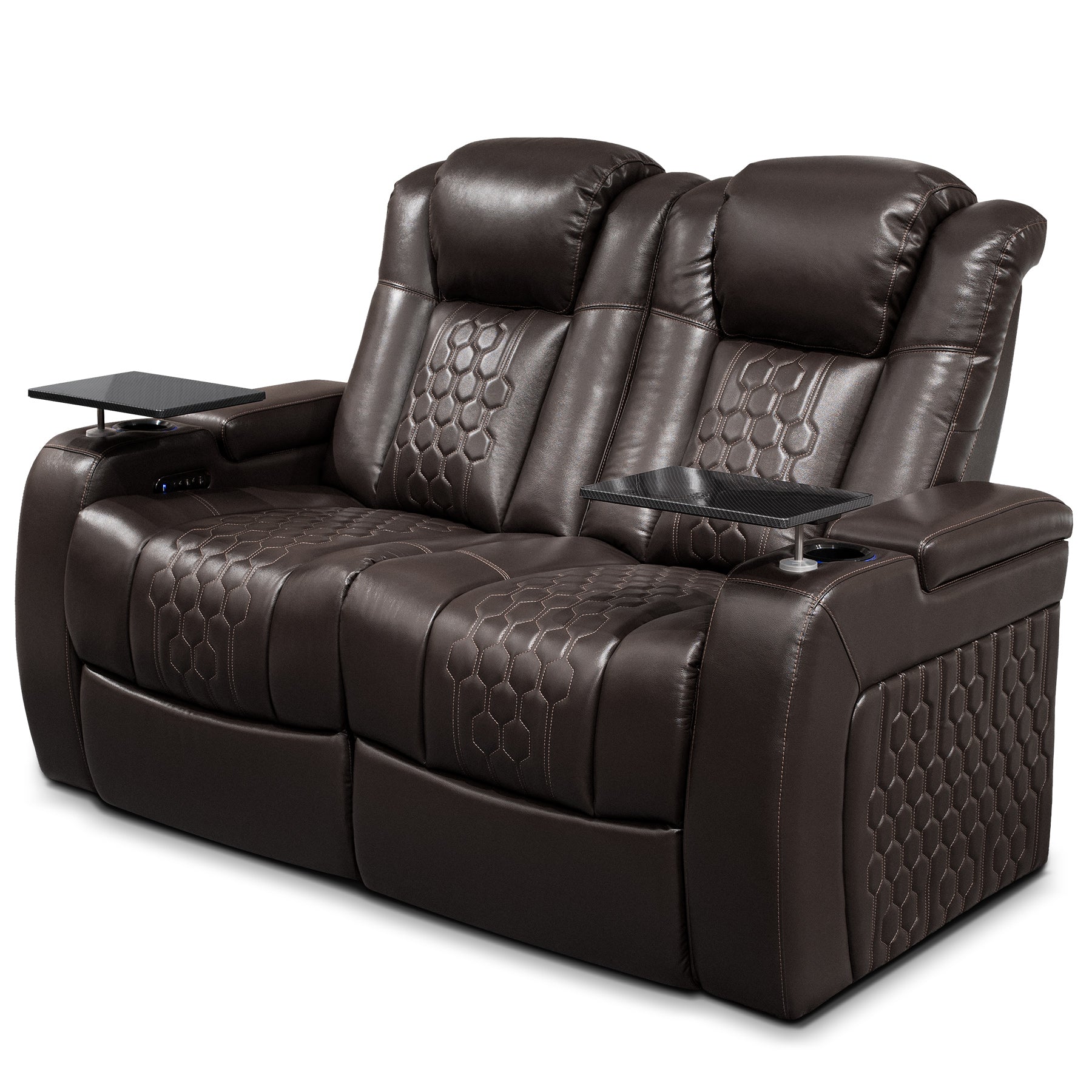 62.2"Power Recliner 2 PC Made WithTop-Grain Nappa,Fully Adjustable Relaxation,Smart Charging,Dynamic RGB LED Lighting,COFFEE