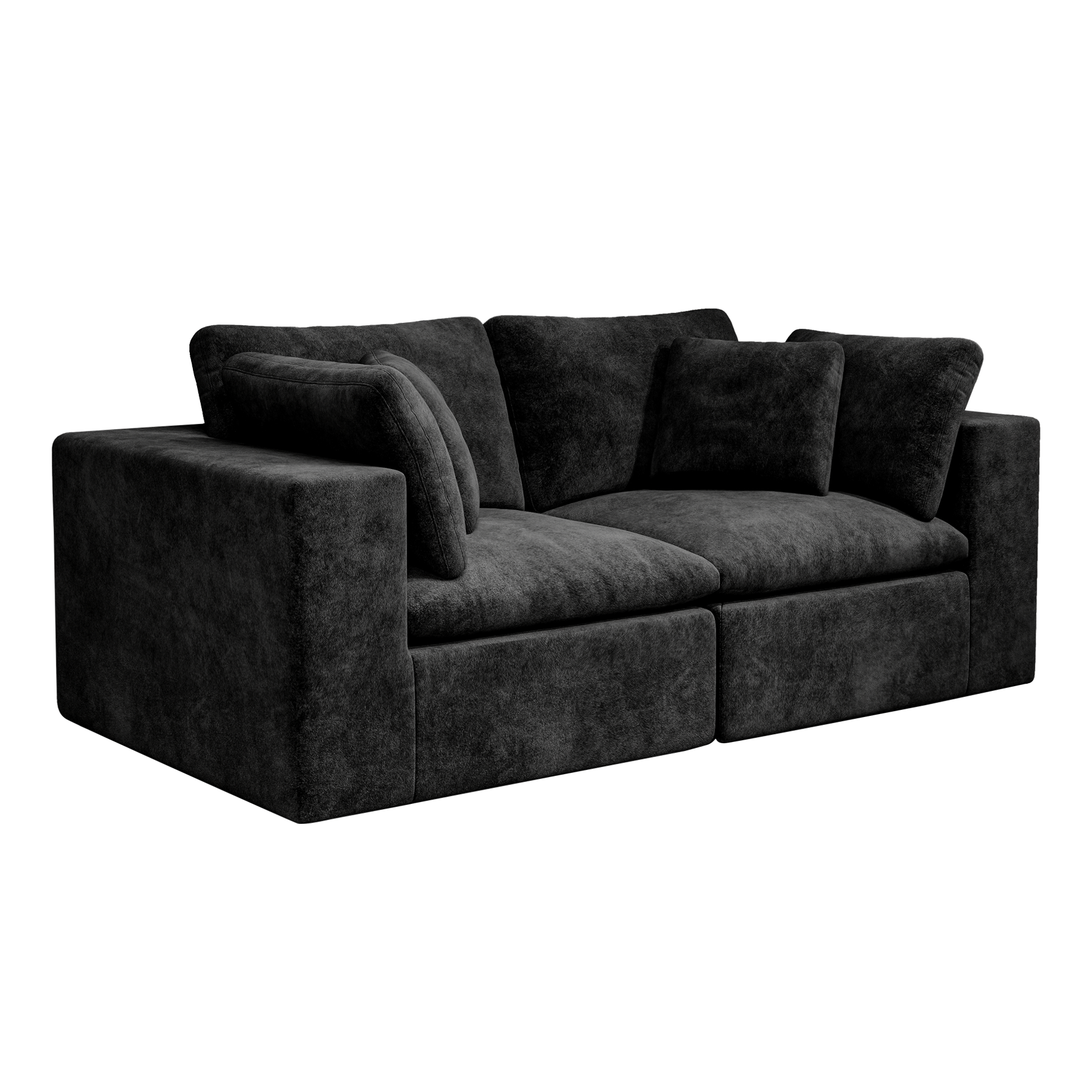 78.8*39.4"Modular sectional sofa seat,Upholstered compressed couch for living room,Bedroom,Apartment,No assembly required,2PC free combination,Plush corduroy fabric,BLACK