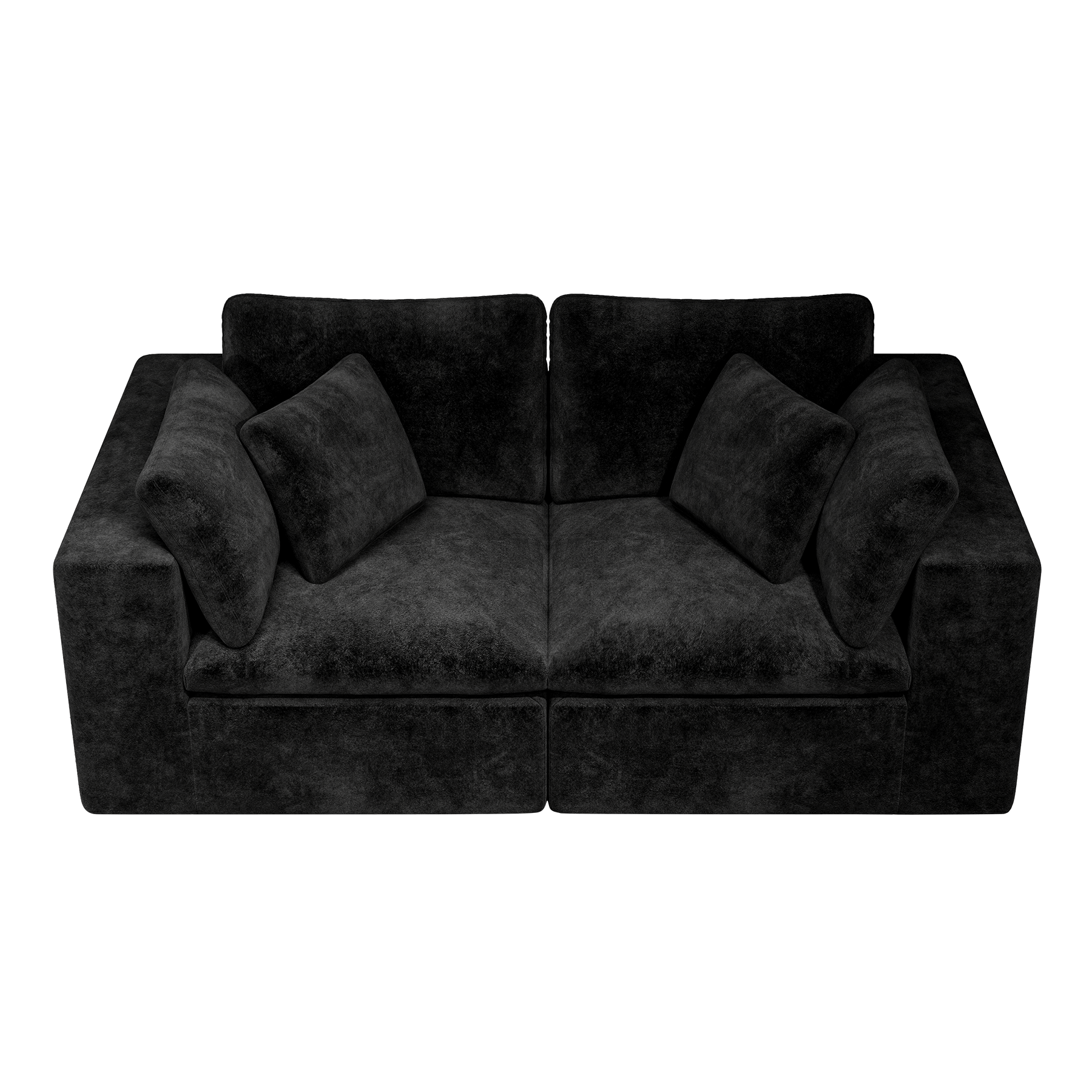 78.8*39.4"Modular sectional sofa seat,Upholstered compressed couch for living room,Bedroom,Apartment,No assembly required,2PC free combination,Plush corduroy fabric,BLACK