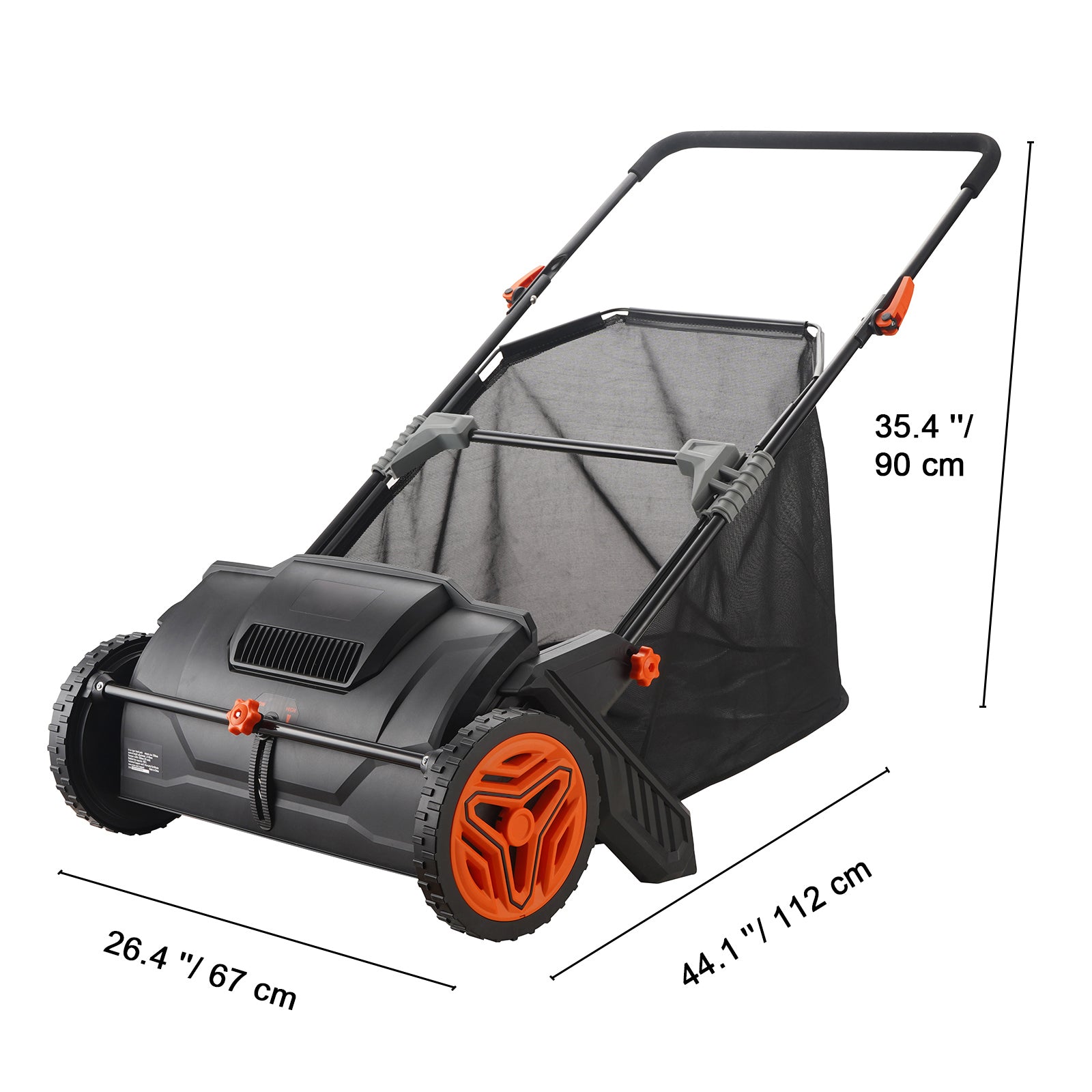 Push Lawn Sweeper, 21-inch Leaf & Grass Collector, Strong Rubber Wheels & Heavy Duty Thickened Steel Durable to Use with Large Capacity 3.5 cu. ft. Mesh Collection Hopper Bag, 2 Spinning Brushes
