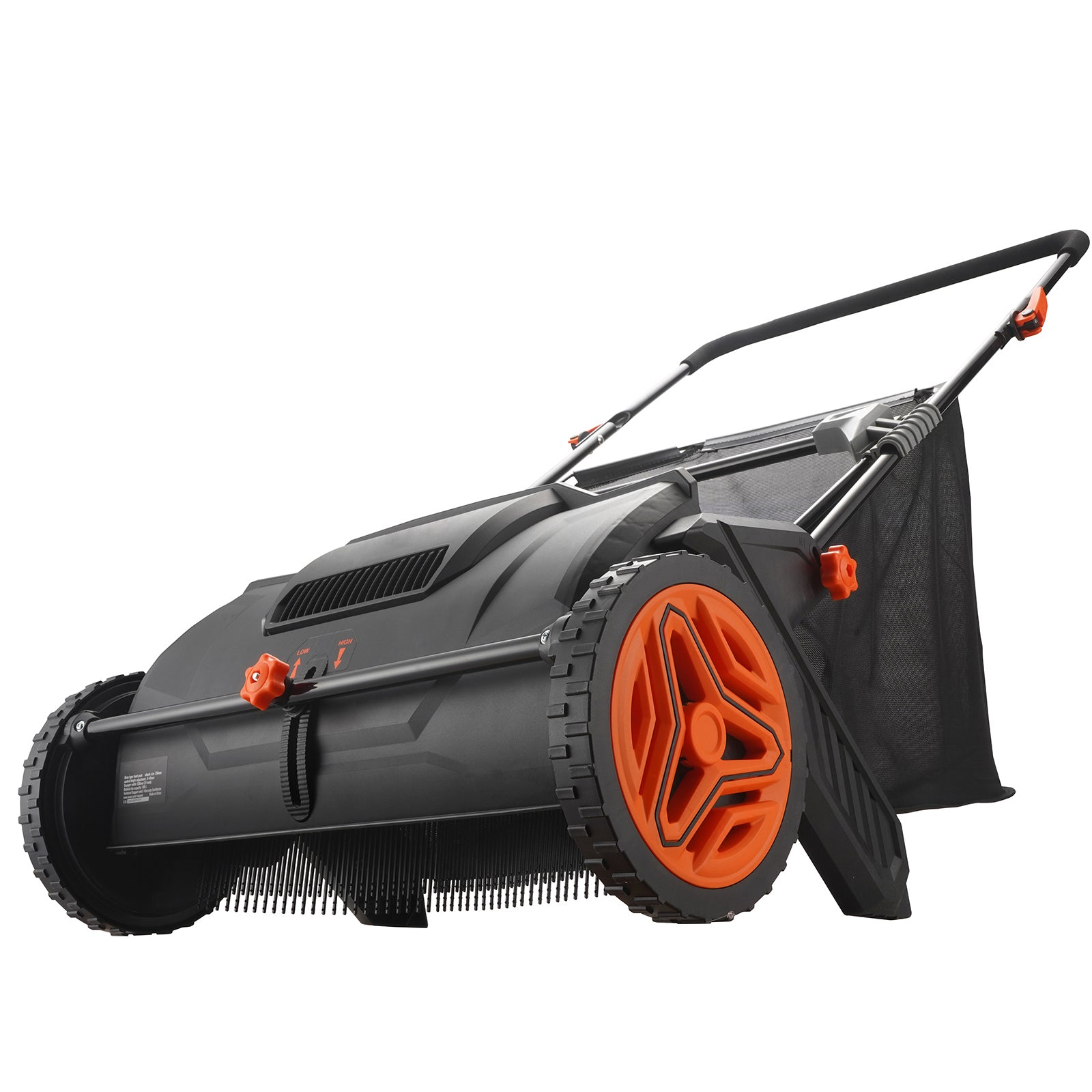 Push Lawn Sweeper, 21-inch Leaf & Grass Collector, Strong Rubber Wheels & Heavy Duty Thickened Steel Durable to Use with Large Capacity 3.5 cu. ft. Mesh Collection Hopper Bag, 2 Spinning Brushes