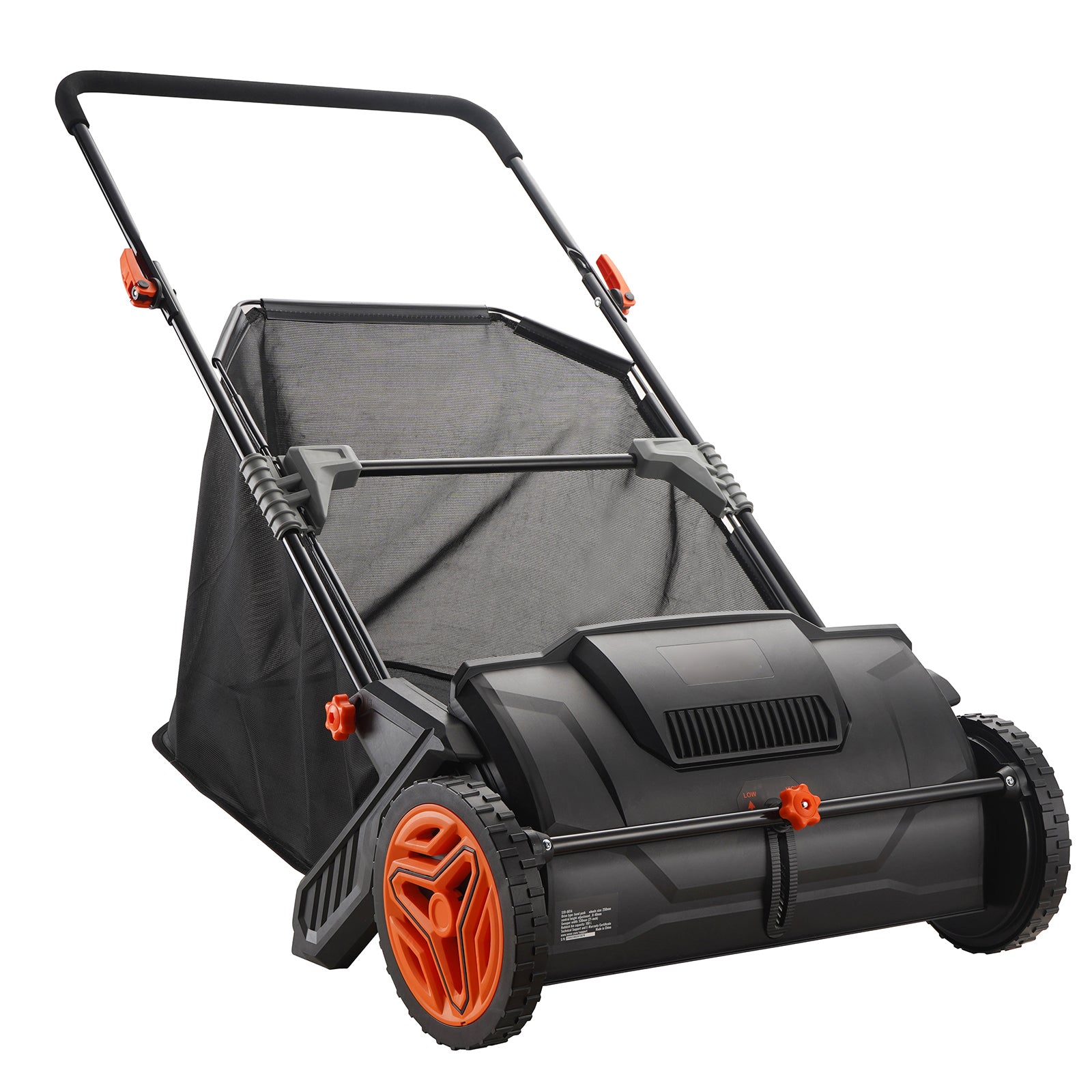 Push Lawn Sweeper, 21-inch Leaf & Grass Collector, Strong Rubber Wheels & Heavy Duty Thickened Steel Durable to Use with Large Capacity 3.5 cu. ft. Mesh Collection Hopper Bag, 2 Spinning Brushes