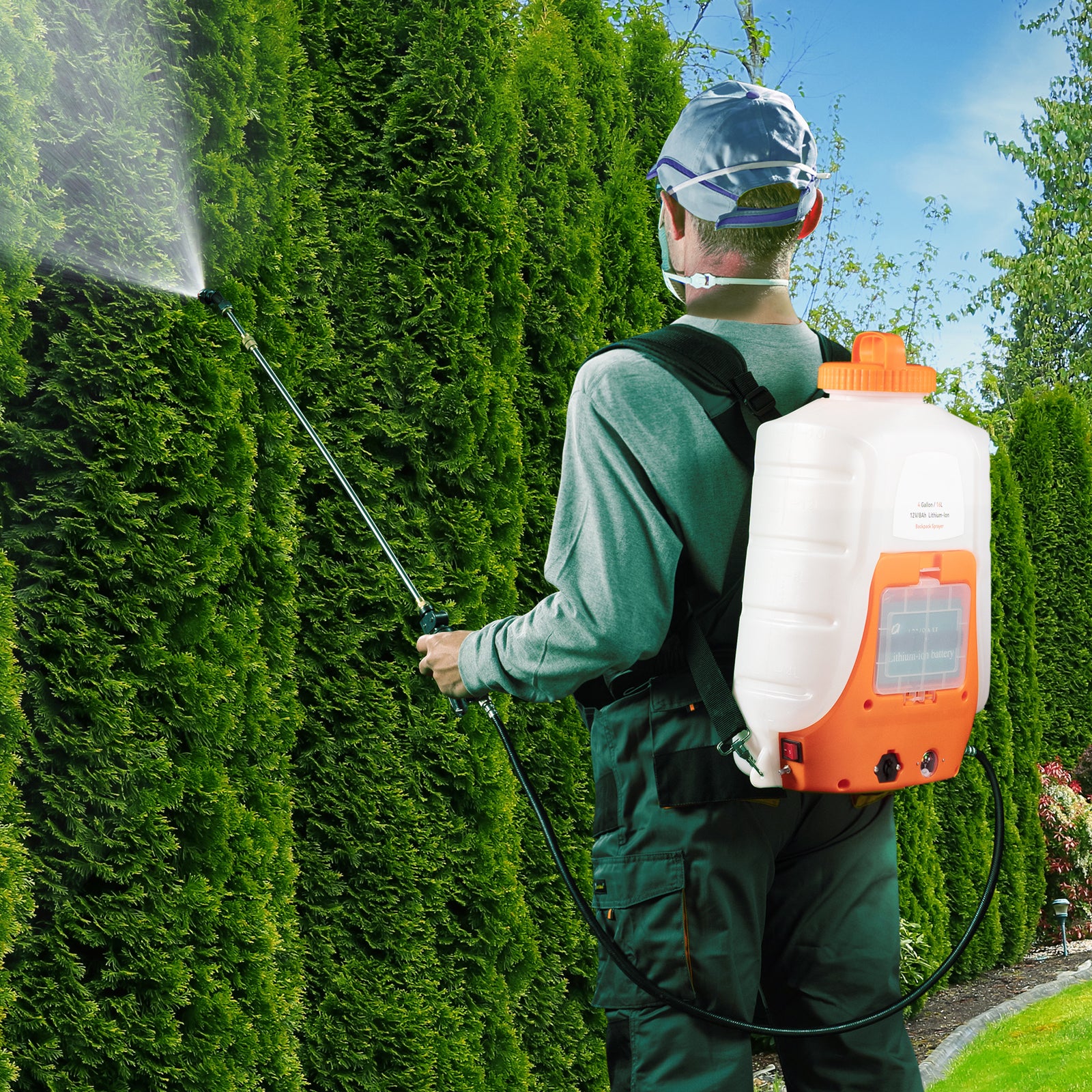 Battery Powered Backpack Sprayer 4 Gal Tank 0-90 PSI Adjustable Pressure