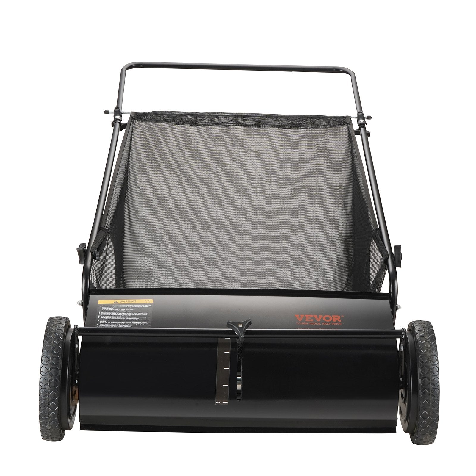 Push Lawn Sweeper, 26 Inch Leaf & Grass Collector, Strong Rubber Wheels & Heavy Duty Thickened Steel Durable to Use with Large Capacity 7 ft³ Mesh Collection Bag, 4 Spinning Brushes