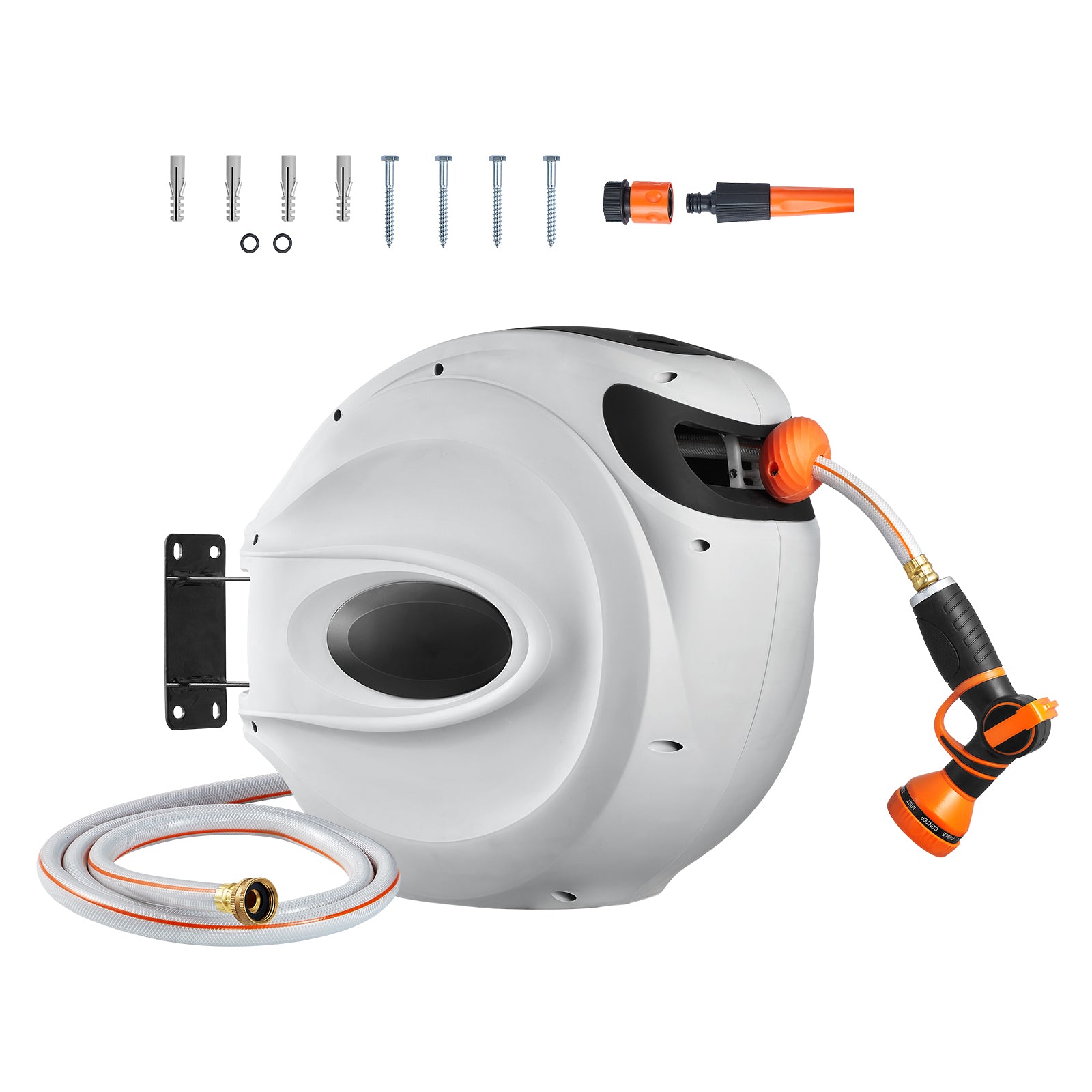 Retractable Hose Reel Water Hose Reel 130'x1/2" 180° Swivel Wall-Mounted
