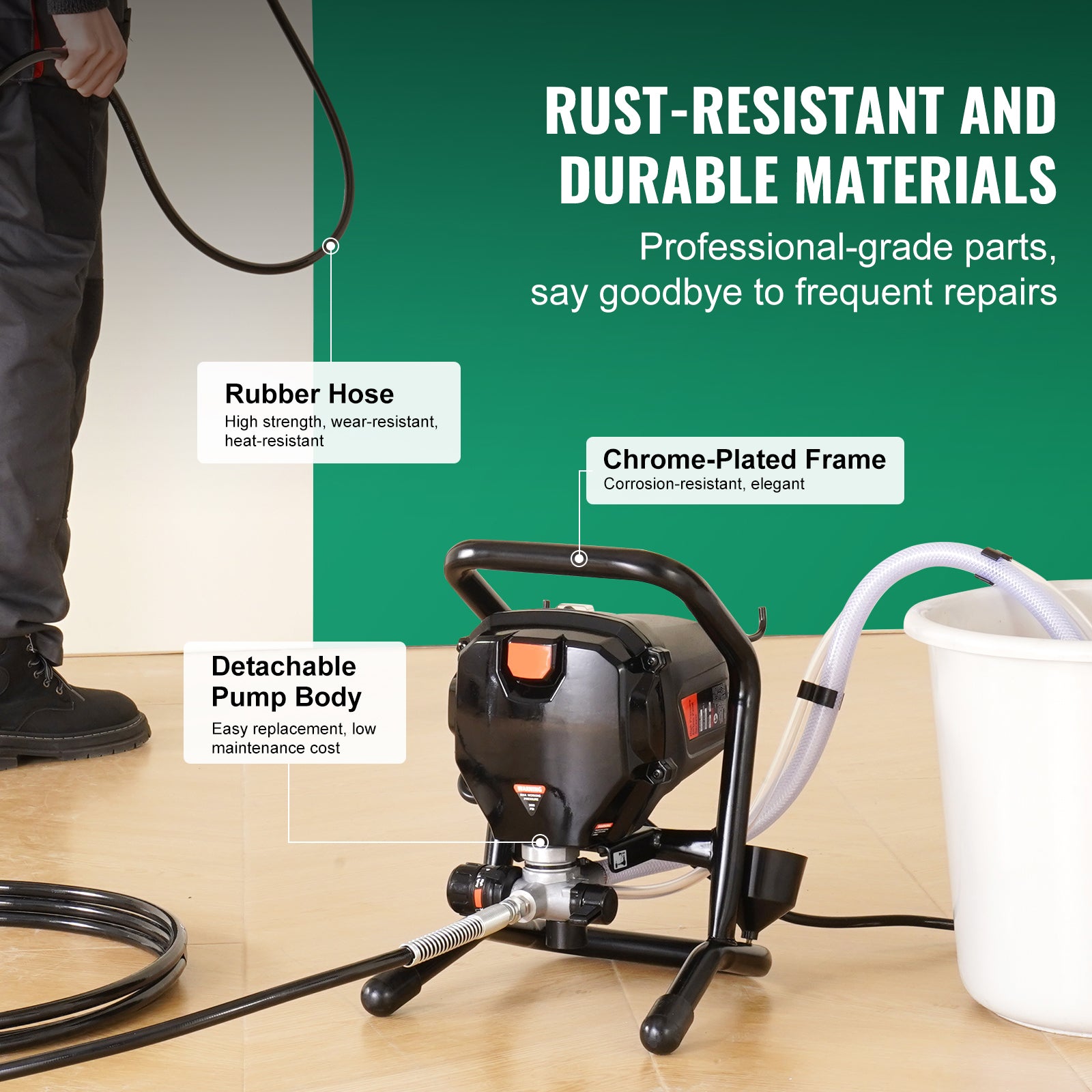 Stand Airless Paint Sprayer, 3000PSI 750W Efficient Electric Airless Sprayer,for Home Interior and Exterior Furniture and Fences, Handheld Paint Sprayers, Fine and Even Painting Effect