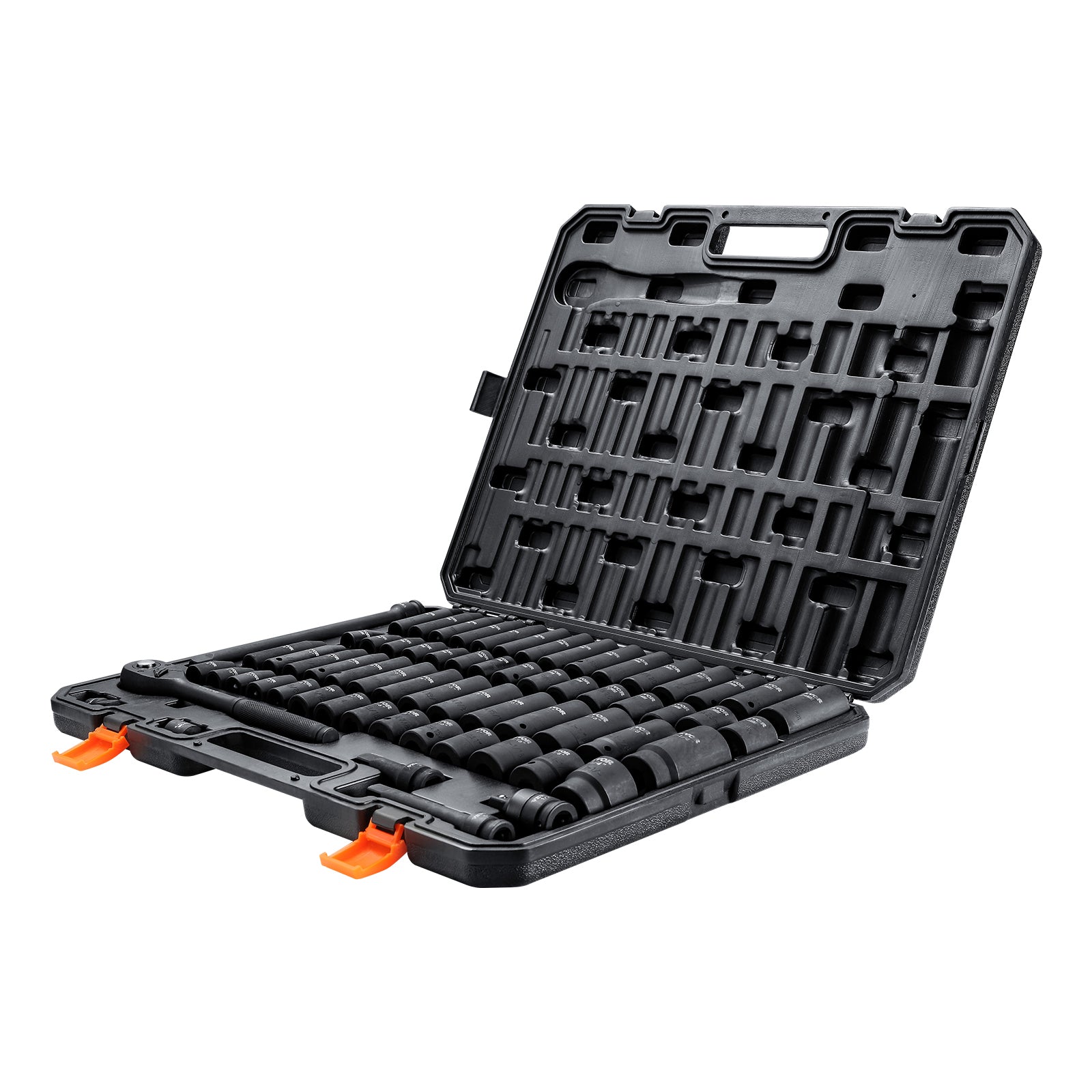 1/2" Drive Impact Socket Set, 65 Piece Socket Set SAE 3/8" to 1-1/4" and Metric 10-24mm, 6 Point Cr-V Alloy Steel for Auto Repair, Rugged Construction, Easy-to-Read Size Markings, Storage Case