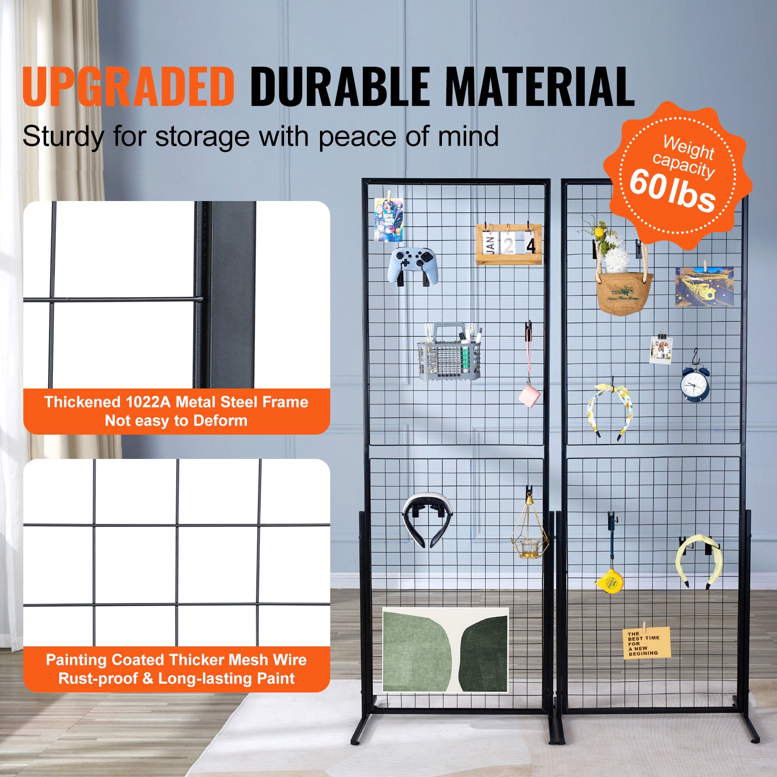 Display Grid Panel Base 2' x 5.6' Grid Wall Panels Tower, 2 Packs Wire Gridwall Display Racks ...