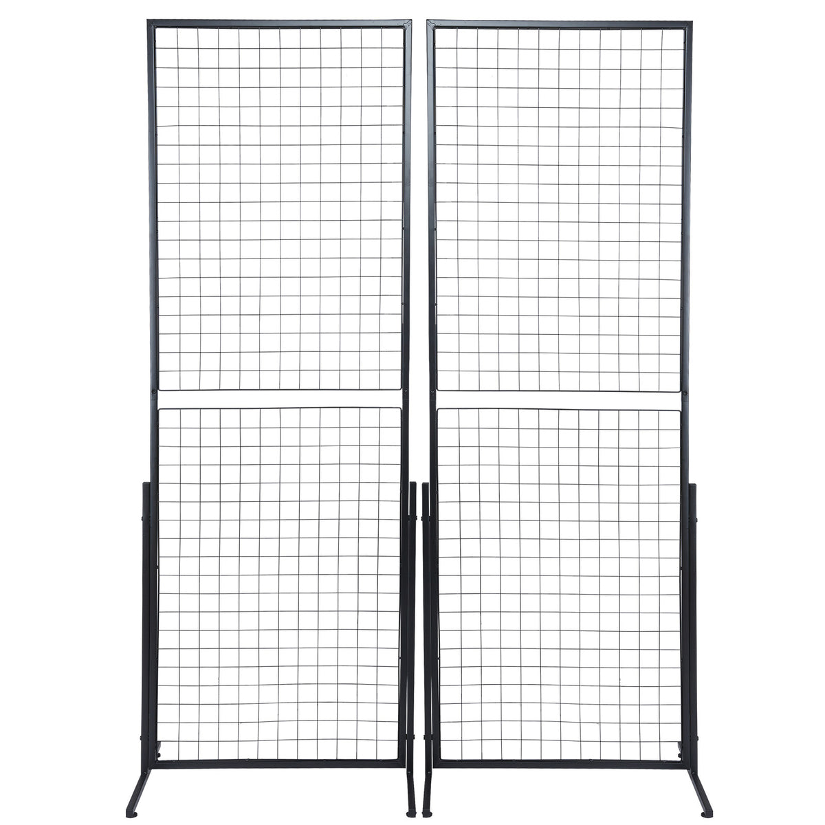 2' x 5.6' Grid Wall Panels Tower, 2 Packs Wire Gridwall Display Racks with T-Base Floorstanding, Double Side Gridwall Panels for Art Craft Shows, Retail Display with Extra Clips and Hooks