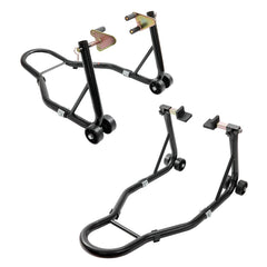 Motorcycle Stand Lift, 850lbs Front Rear Combo Stand Lift Stand, Front and Rear Wheel Fork Stand, U+L Fork Swingarm Spool, Compatible with Most Yamaha Honda Kawasaki Suzuki Motorcycles, Black