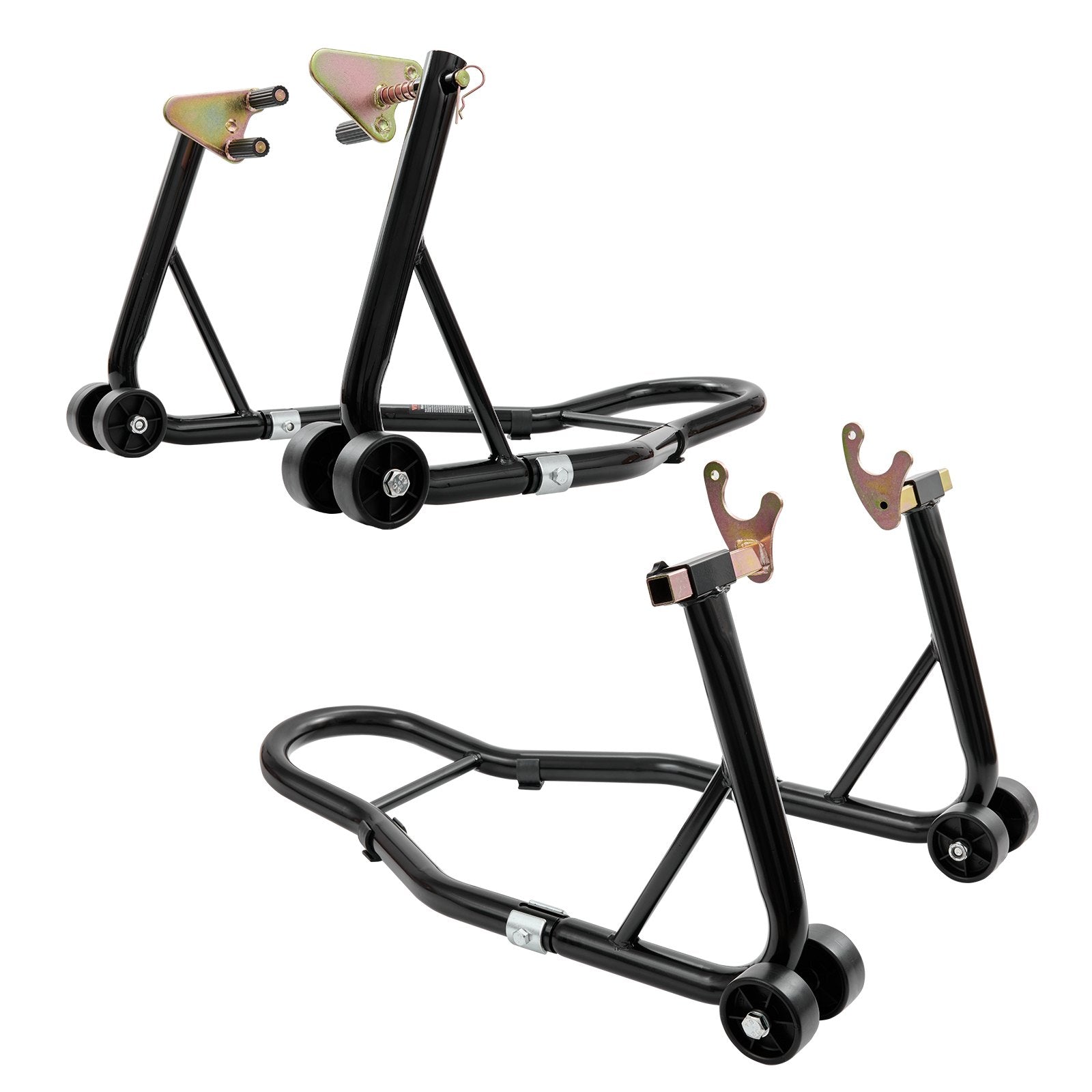 Motorcycle Stand Lift, 850lbs Front Rear Combo Stand Lift Stand, Front and Rear Wheel Fork Stand, U+L Fork Swingarm Spool, Compatible with Most Yamaha Honda Kawasaki Suzuki Motorcycles, Black